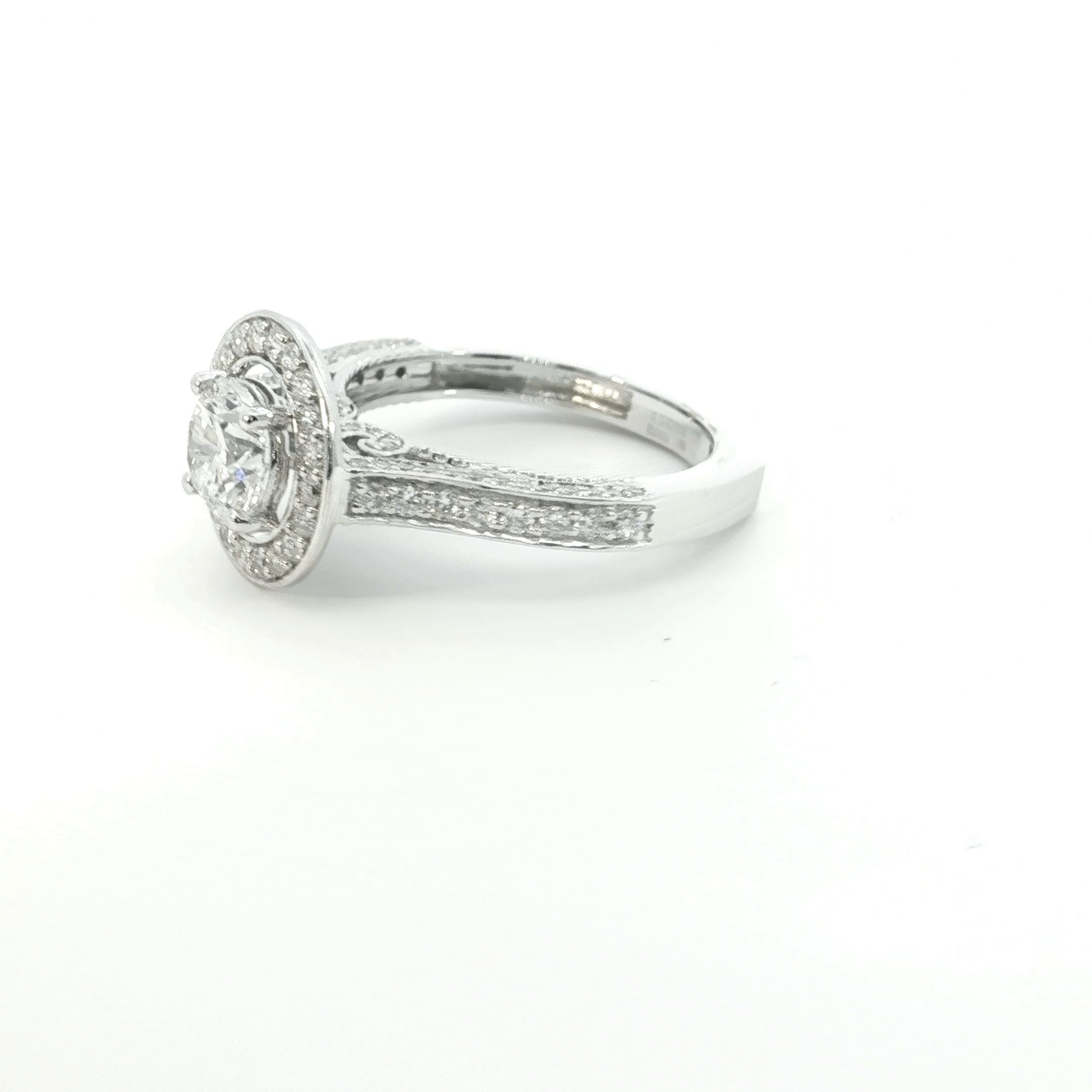 Round Brilliant cut  Lab grown Diamond  Engagement Ring with pave setting