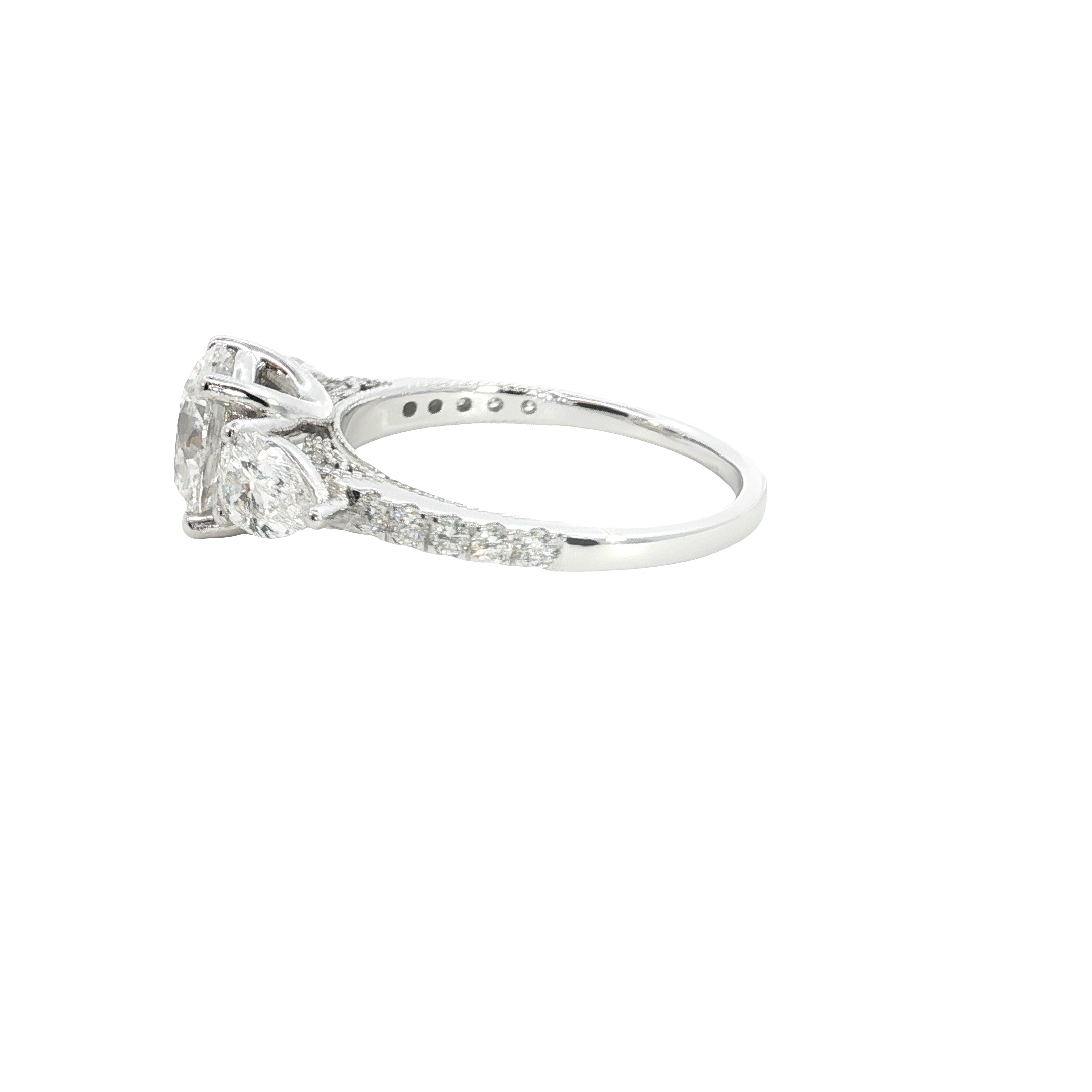 Round Brilliant cut with pear Lab grown Diamond  engagement Ring