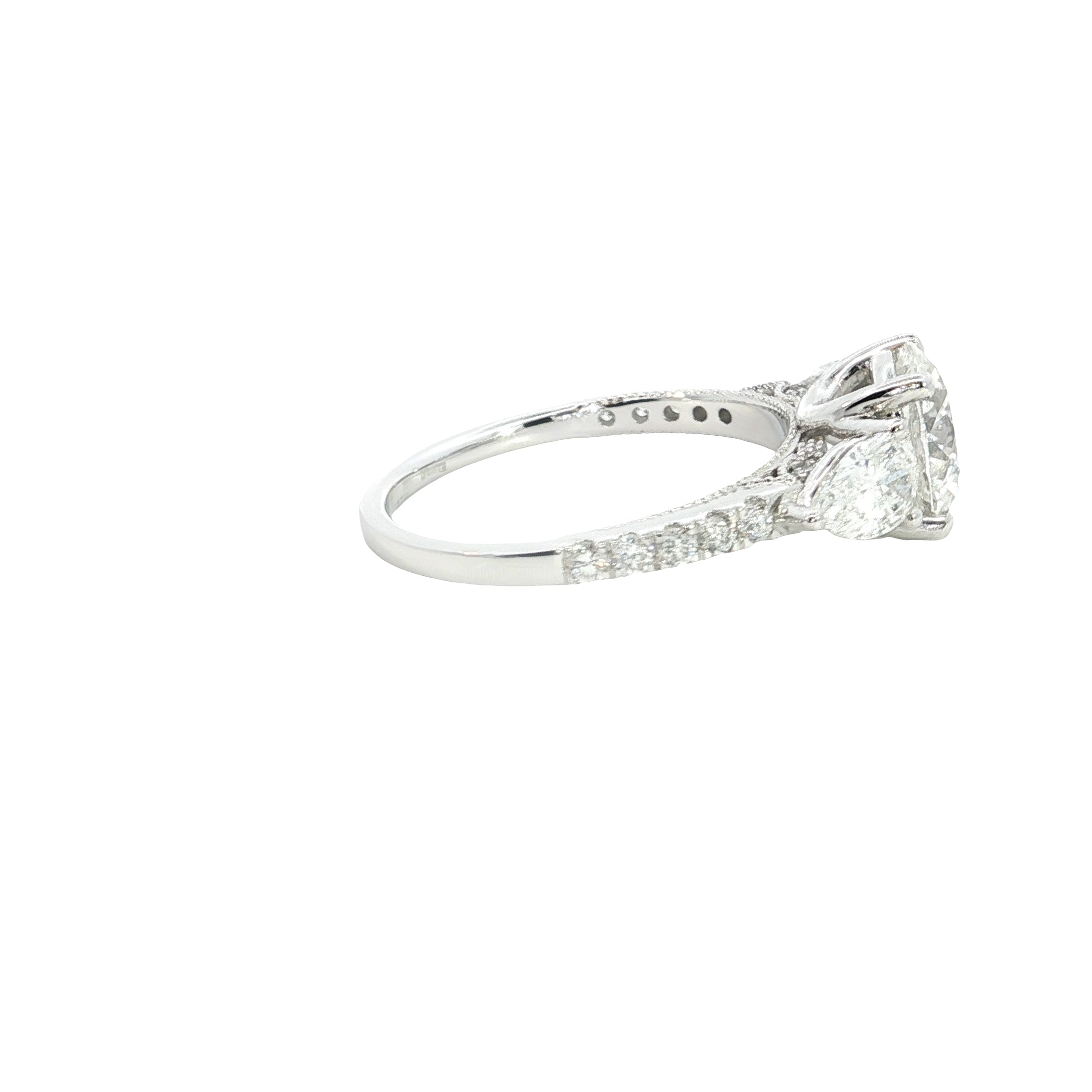 Round Brilliant cut with pear Lab grown Diamond  engagement Ring
