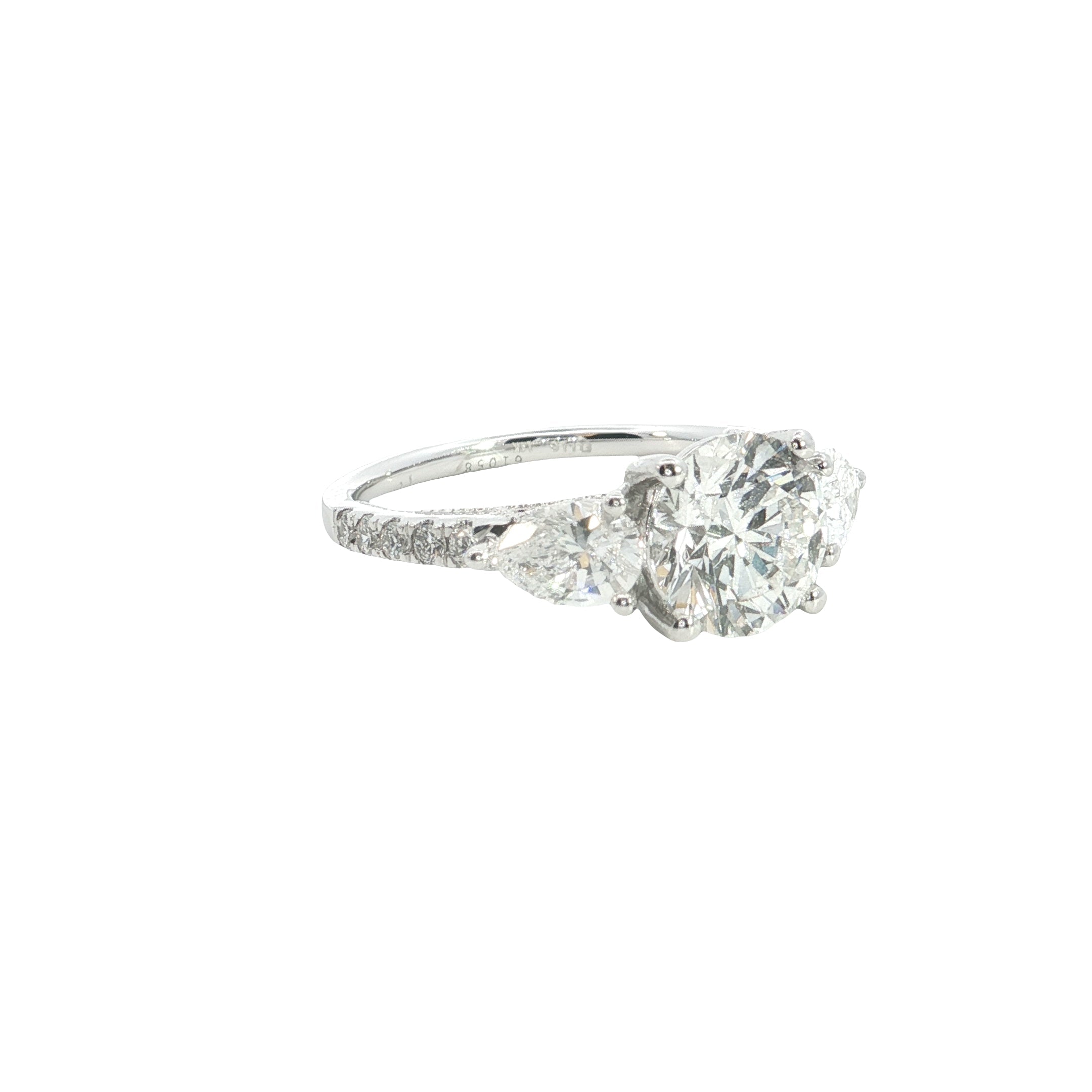 Round Brilliant cut with pear Lab grown Diamond  engagement Ring