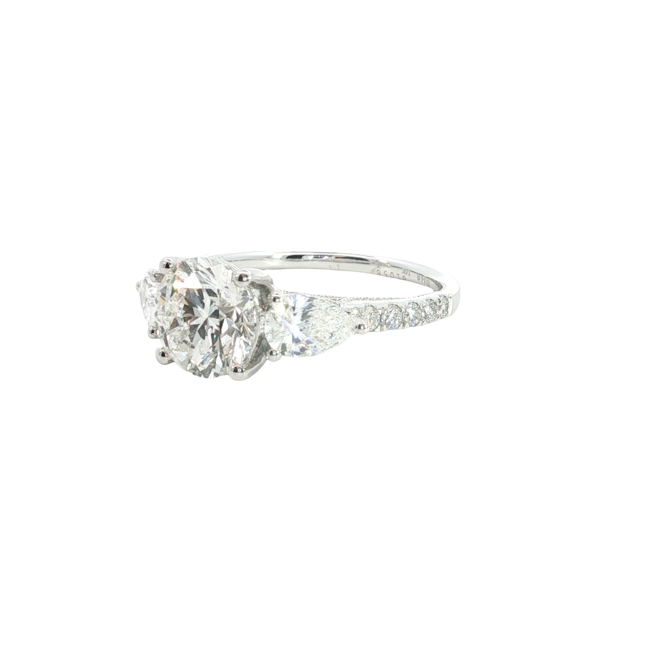 Round Brilliant cut with pear Lab grown Diamond  engagement Ring