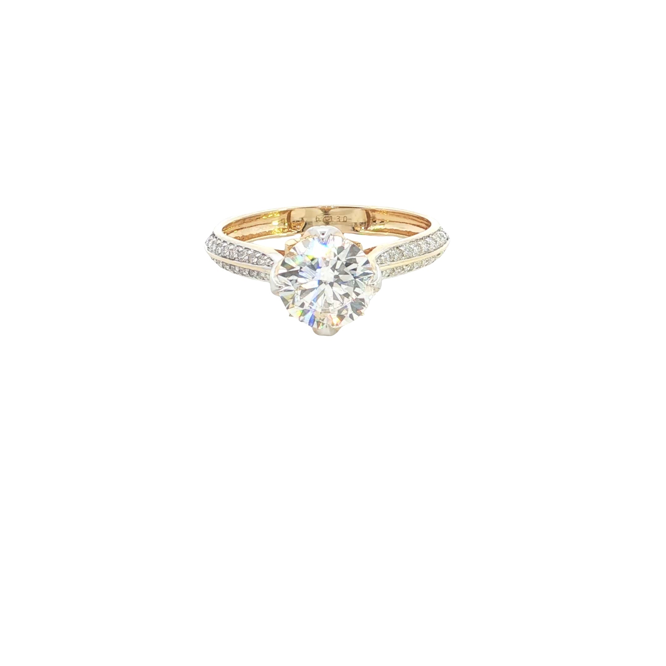 Round Brilliant cut  Lab grown Diamond  Engagement Ring with pave setting