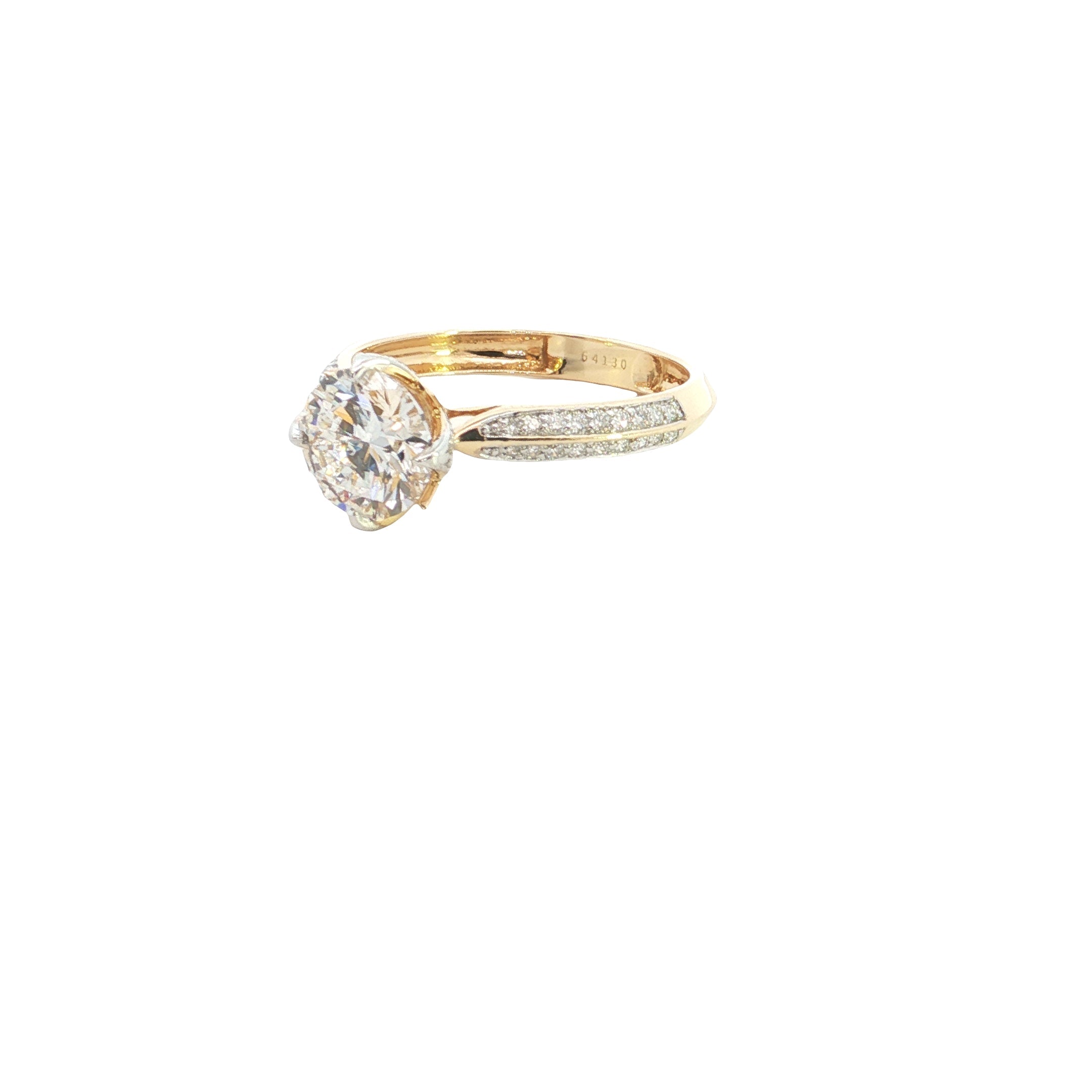 Round Brilliant cut  Lab grown Diamond  Engagement Ring with pave setting