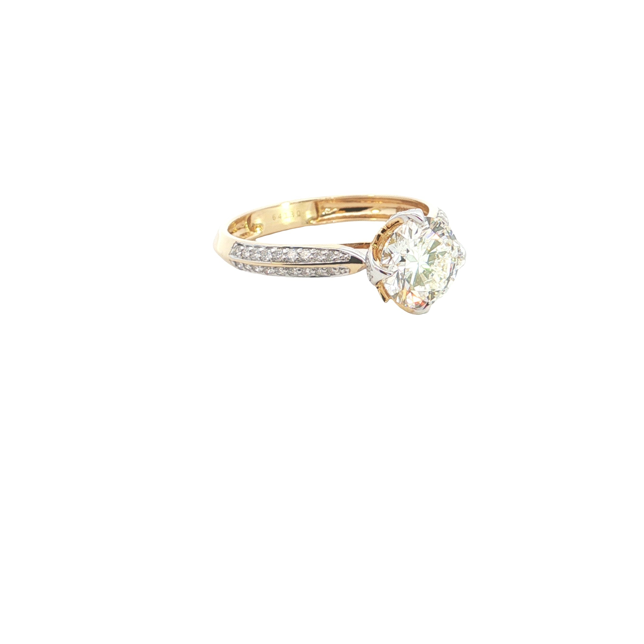 Round Brilliant cut  Lab grown Diamond  Engagement Ring with pave setting