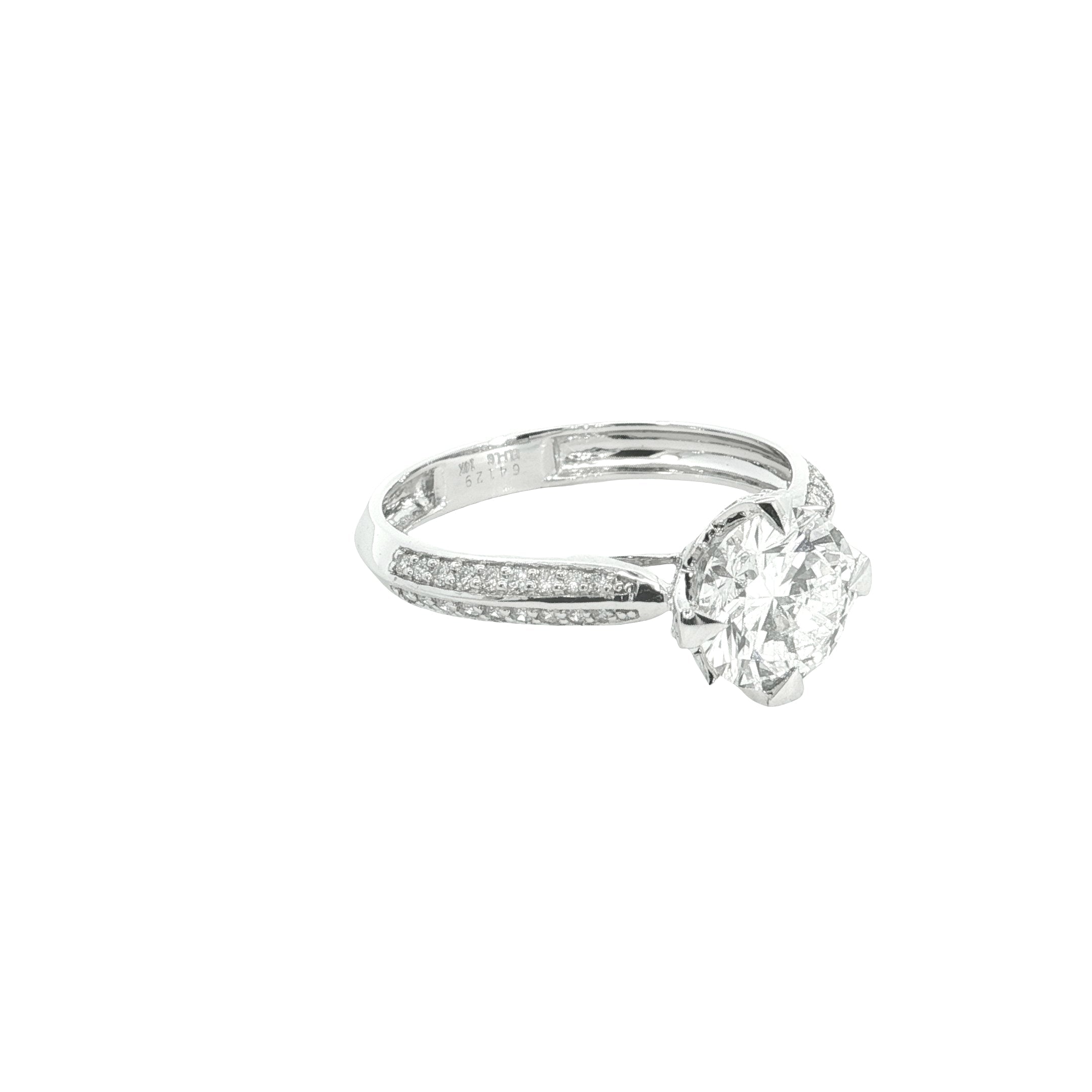 Round Brilliant cut  Lab grown Diamond  Engagement Ring with pave setting