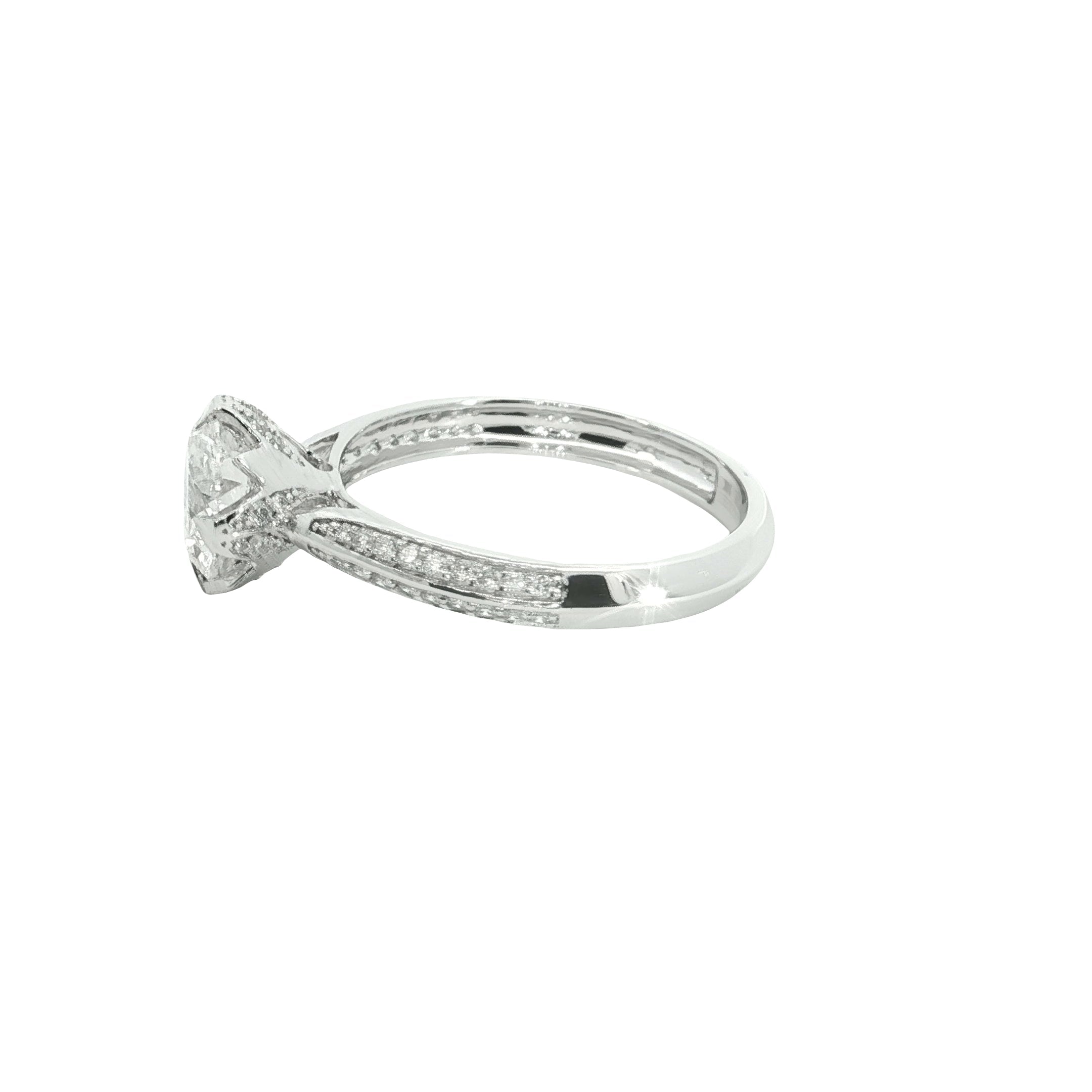 Round Brilliant cut  Lab grown Diamond  Engagement Ring with pave setting