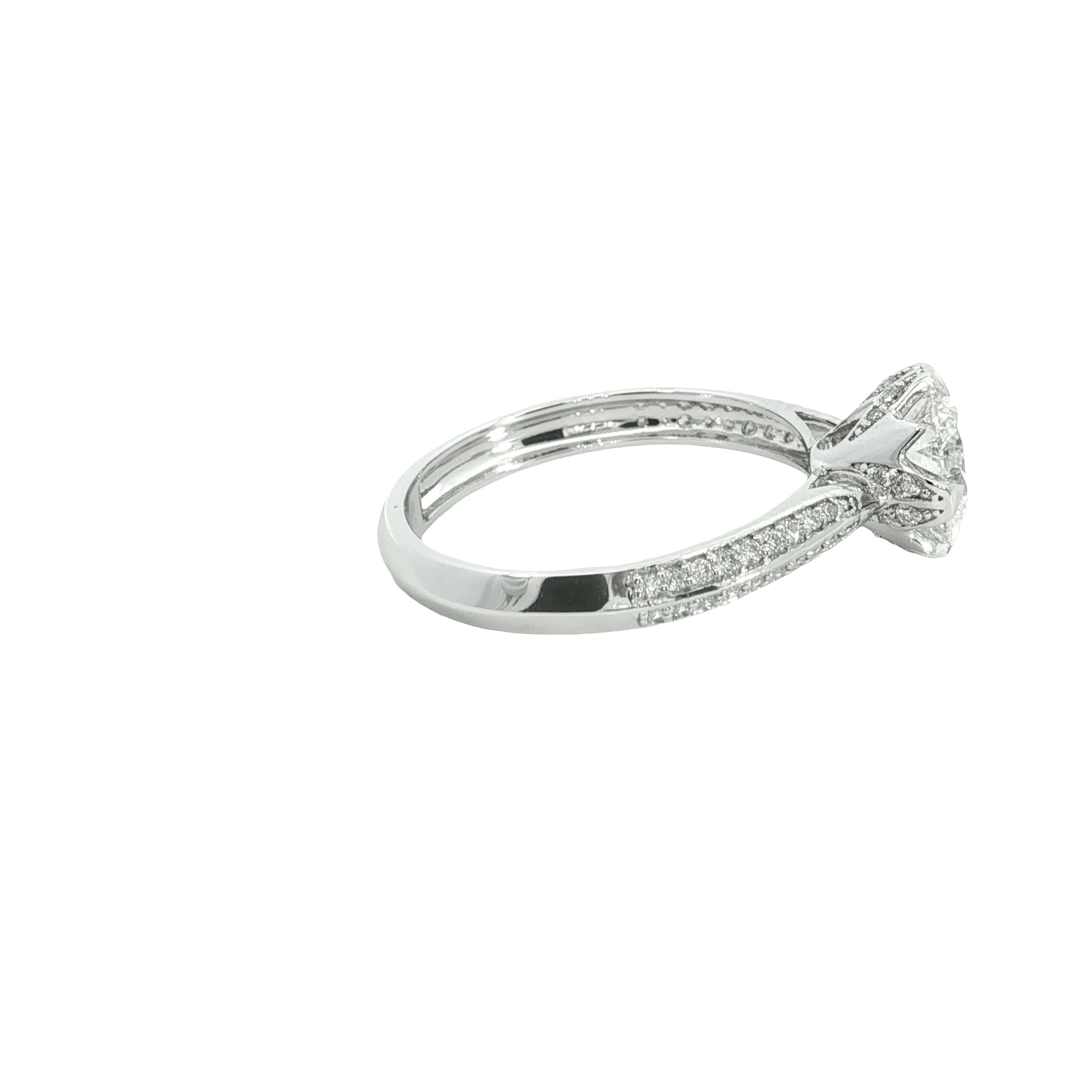 Round Brilliant cut  Lab grown Diamond  Engagement Ring with pave setting