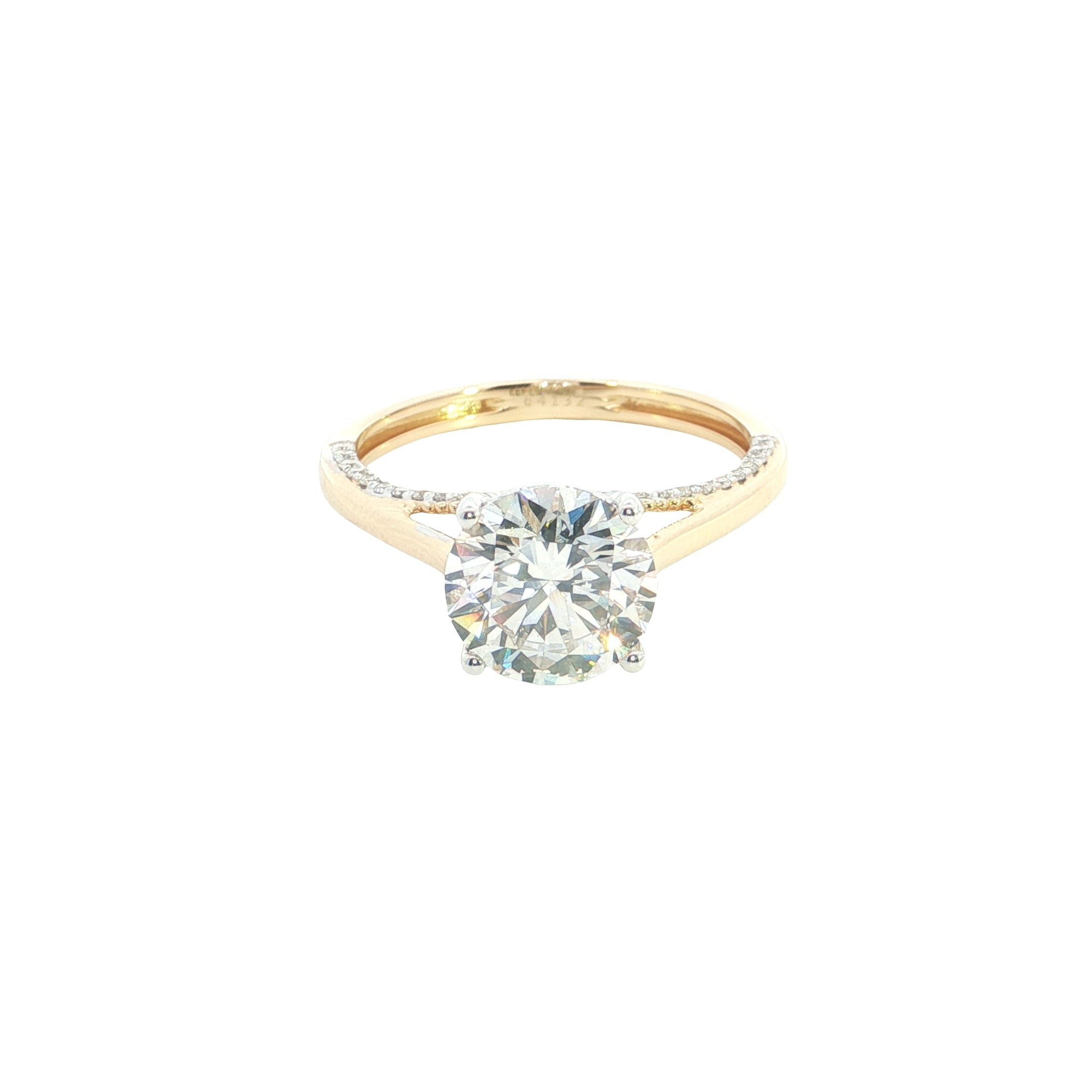 Round Brilliant cut  Lab grown Diamond  Engagement Ring with pave setting