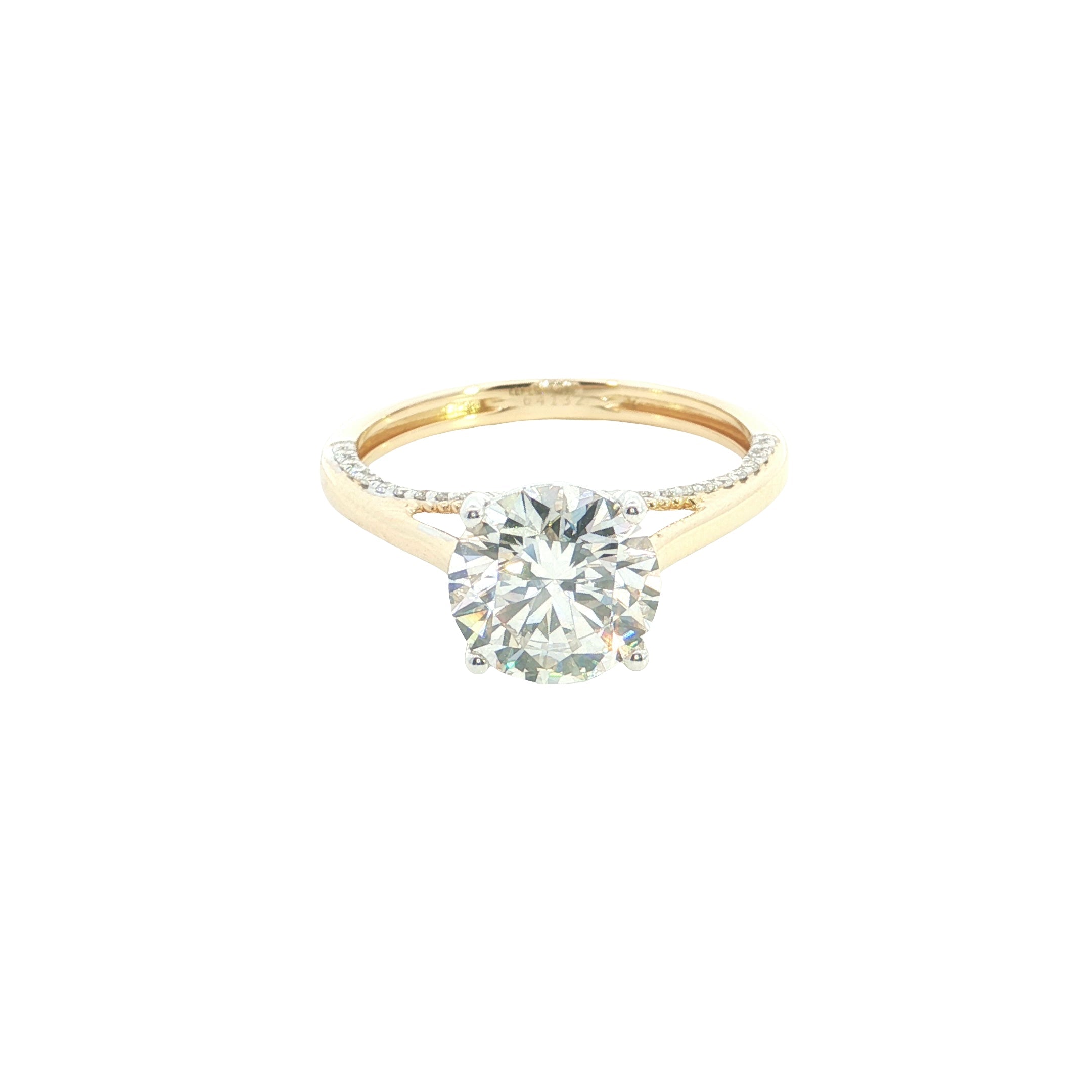 Round Brilliant cut  Lab grown Diamond  Engagement Ring with pave setting