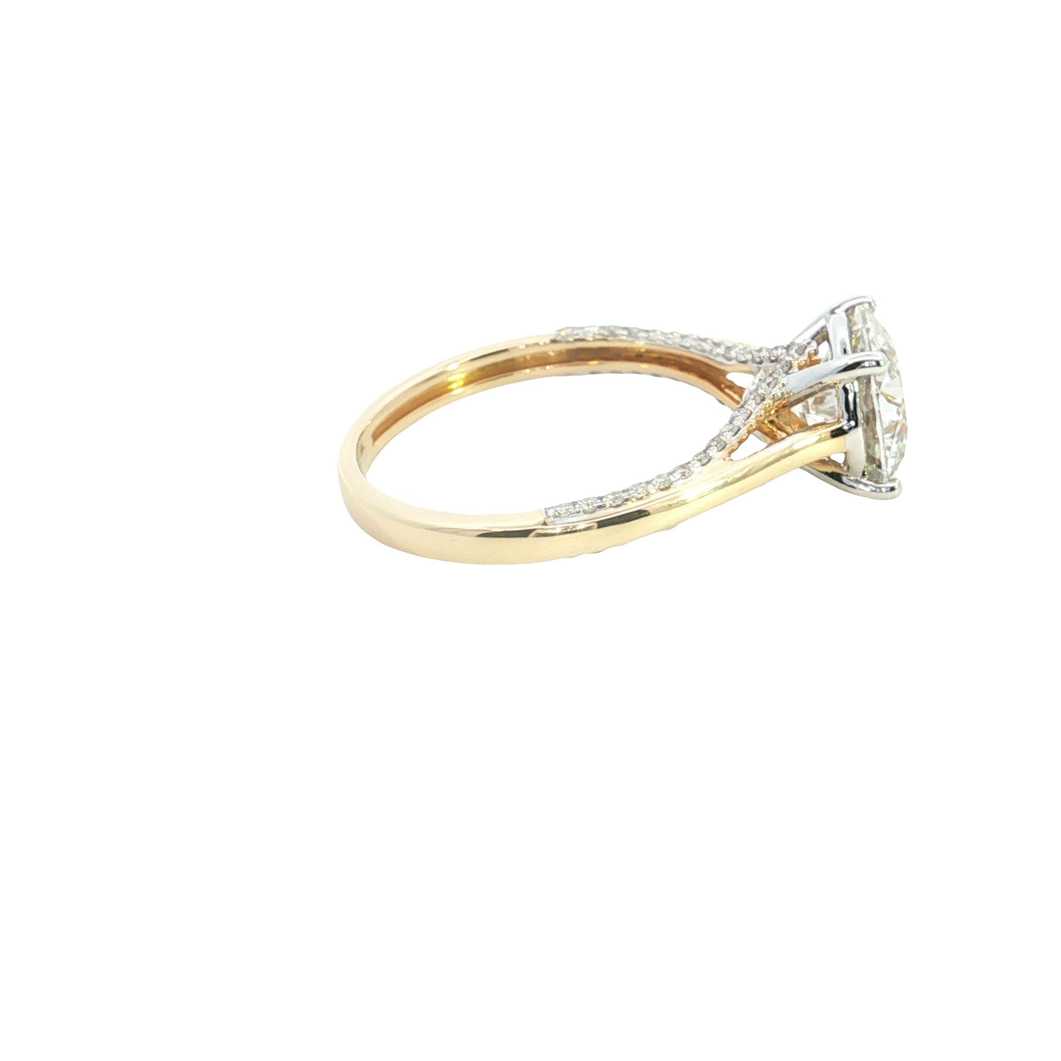 Round Brilliant cut  Lab grown Diamond  Engagement Ring with pave setting