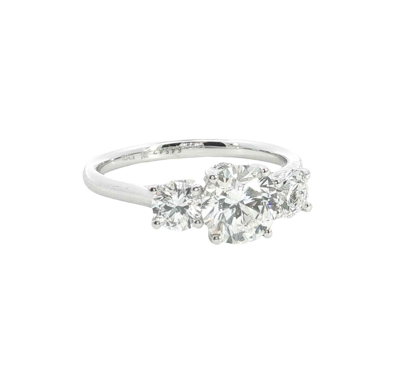 Round Brilliant cut  Lab grown Diamond  three stone  hidden halo Engagement Ring