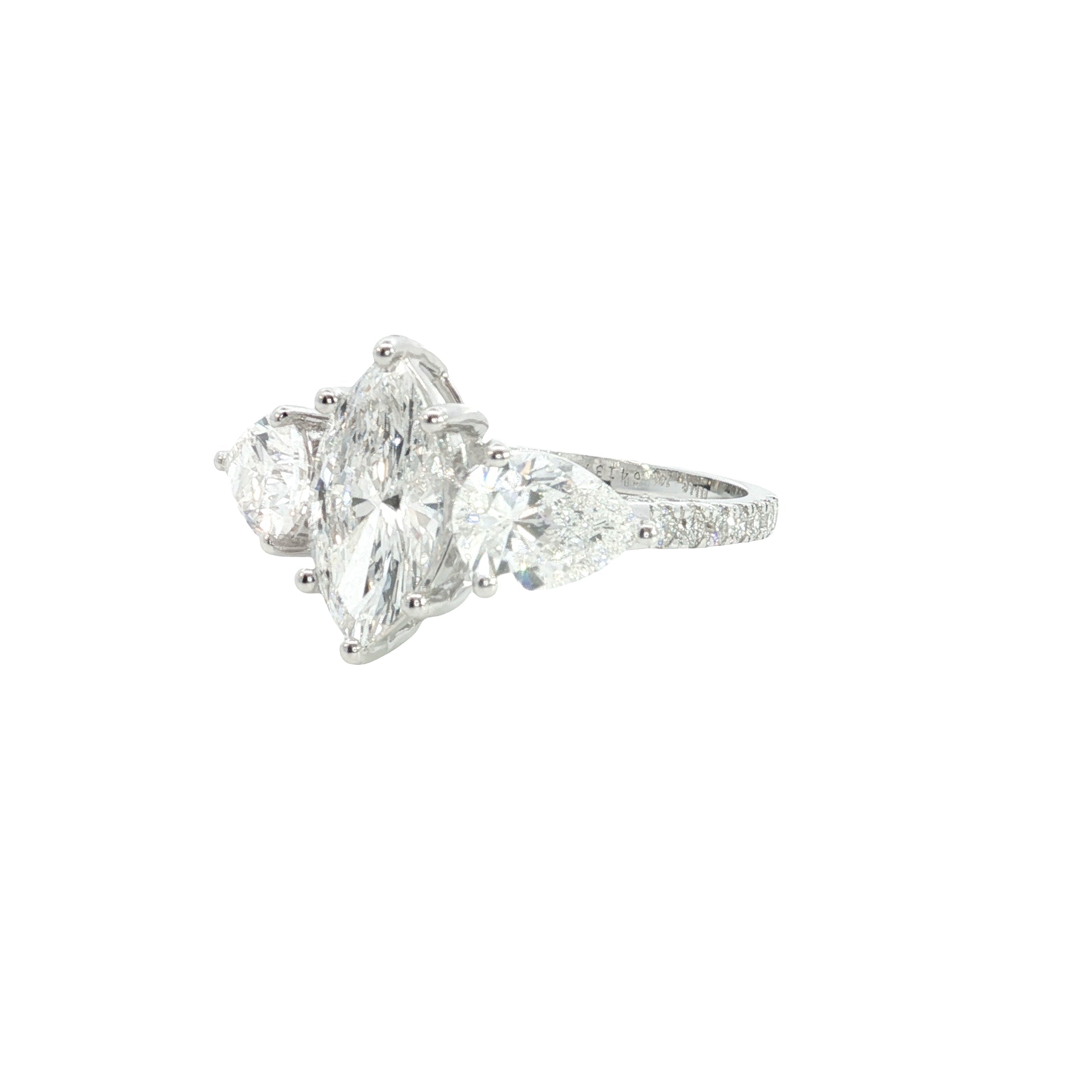marquise and pear with brilliant cut  Lab grown Diamond  wedding / engagement ring