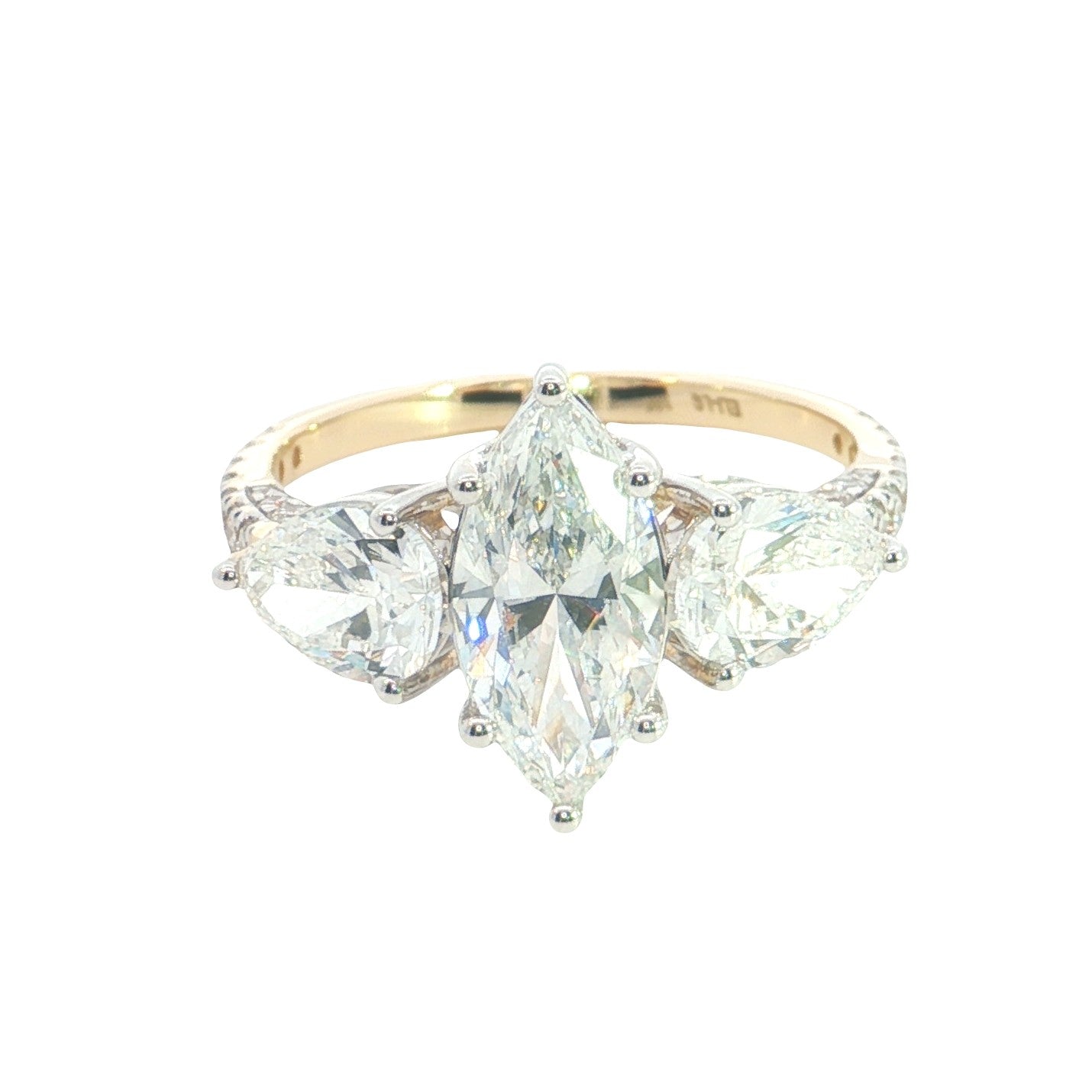 marquise and pear with brilliant cut  Lab grown Diamond  wedding / engagement ring