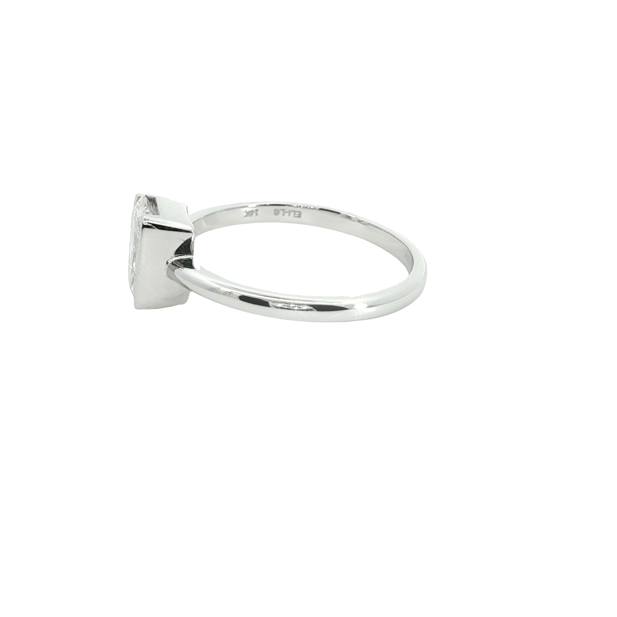 radiant cut Lab grown Diamond Classic half bezel Solitaire Engagement Ring