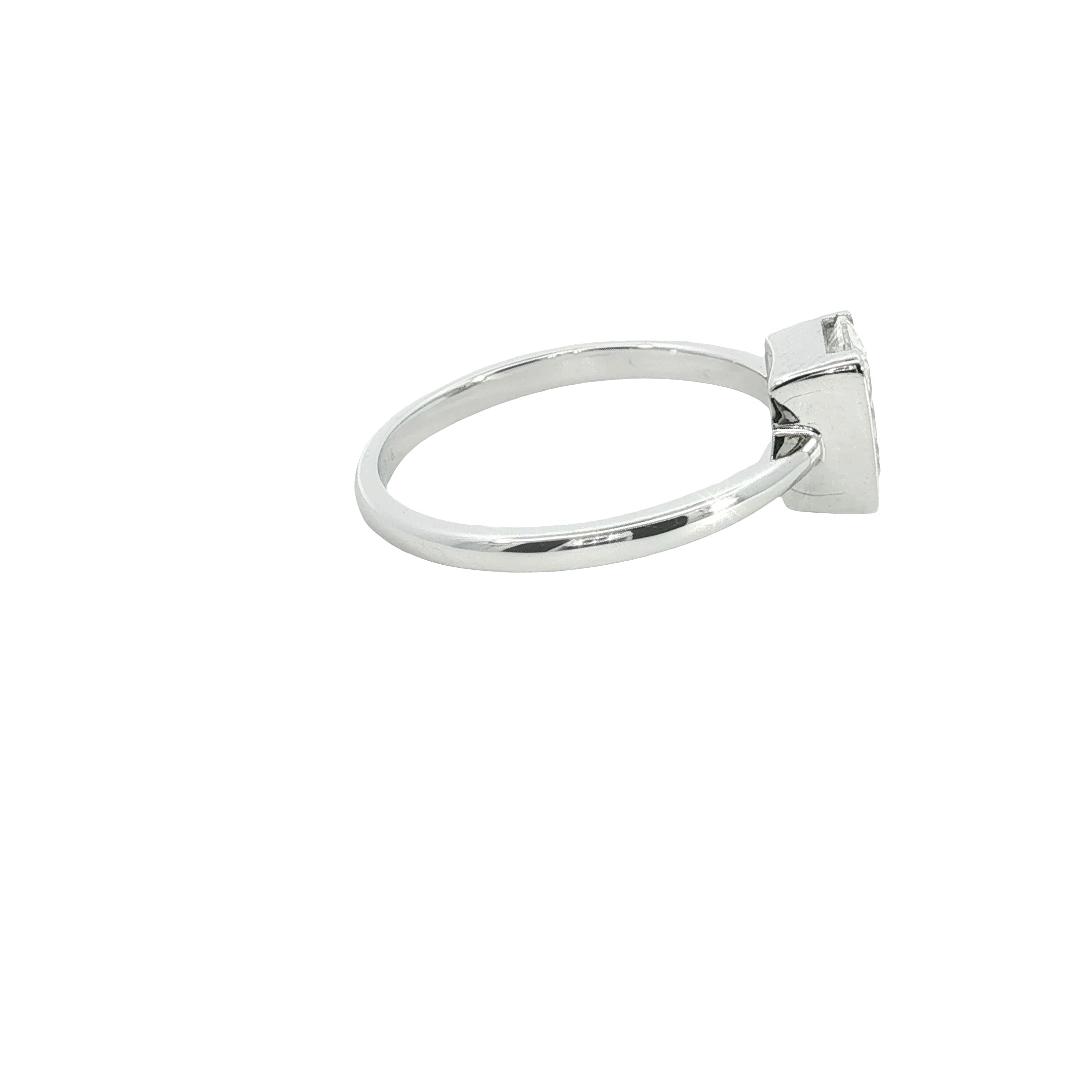 radiant cut Lab grown Diamond Classic half bezel Solitaire Engagement Ring