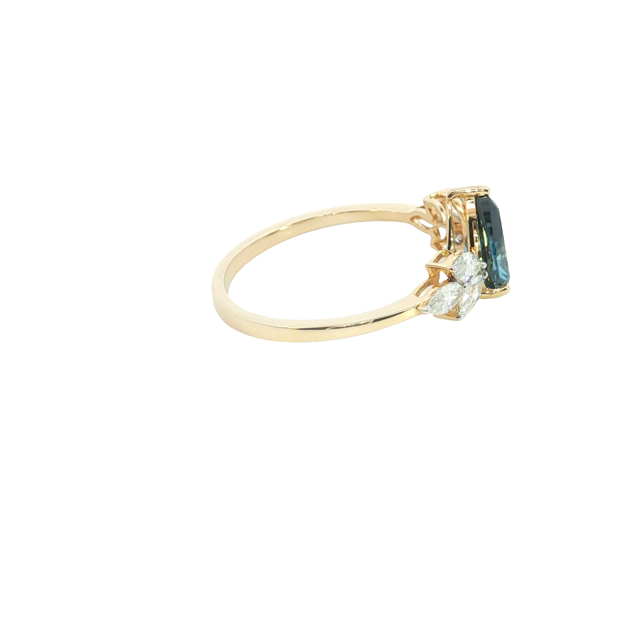 blue color center pear with white pear cut  Lab grown Diamond  engagement Ring