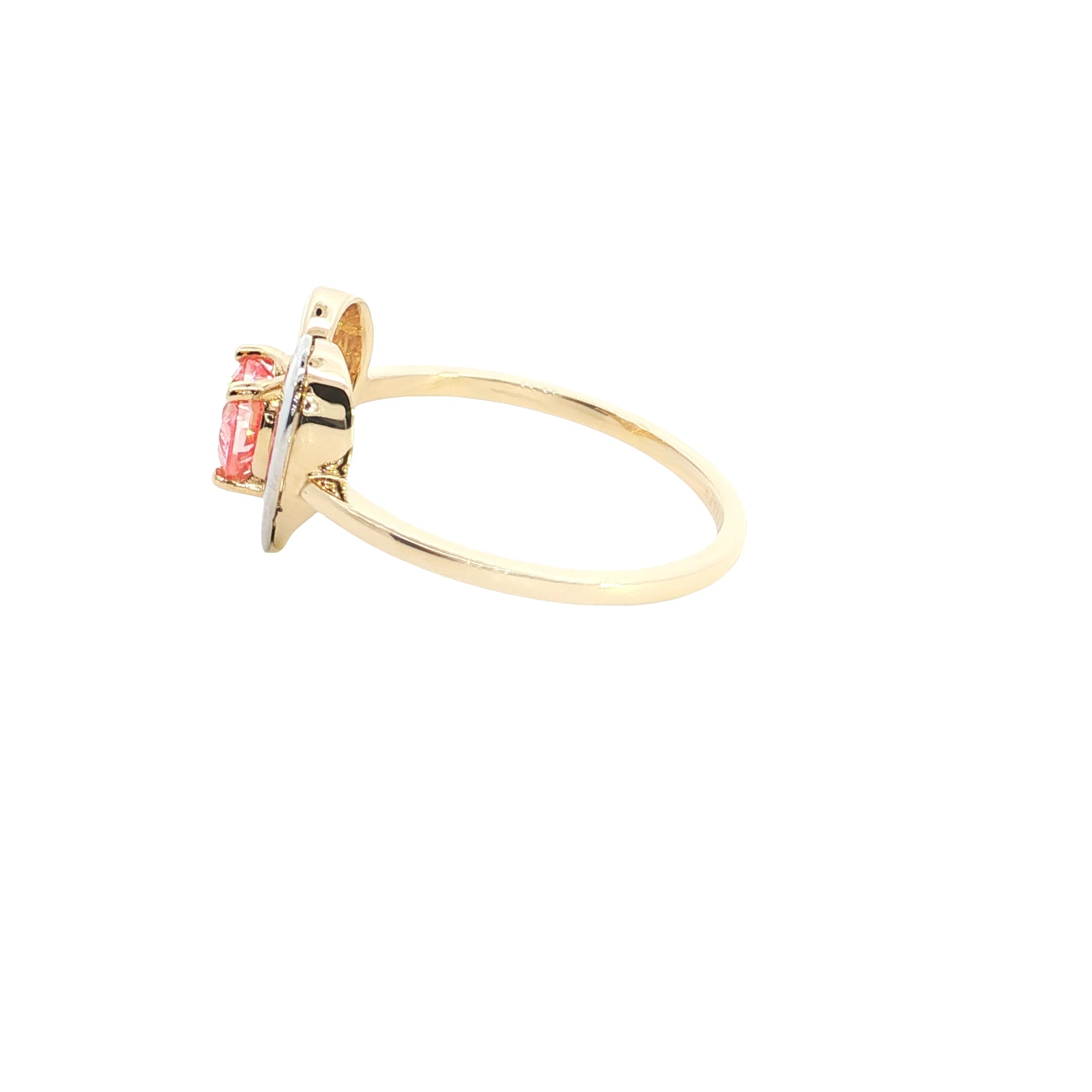 pink color Heart  cut lab grown diamond two tone engagement ring