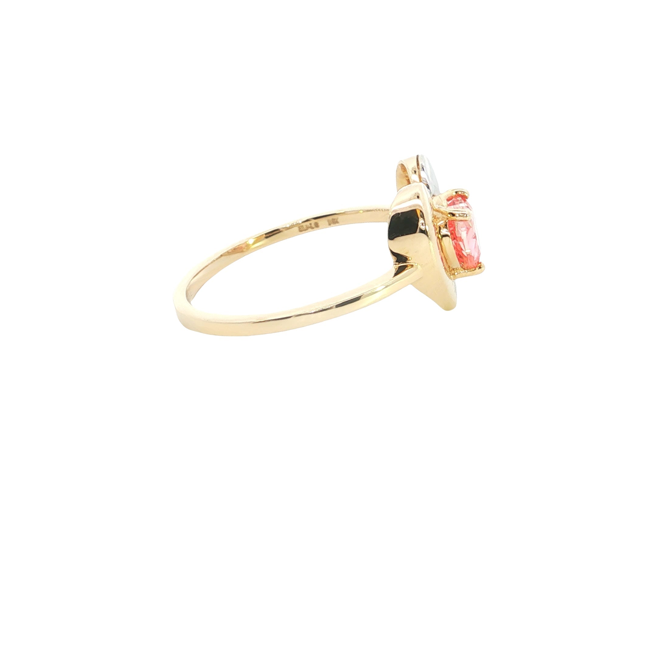 pink color Heart  cut lab grown diamond two tone engagement ring