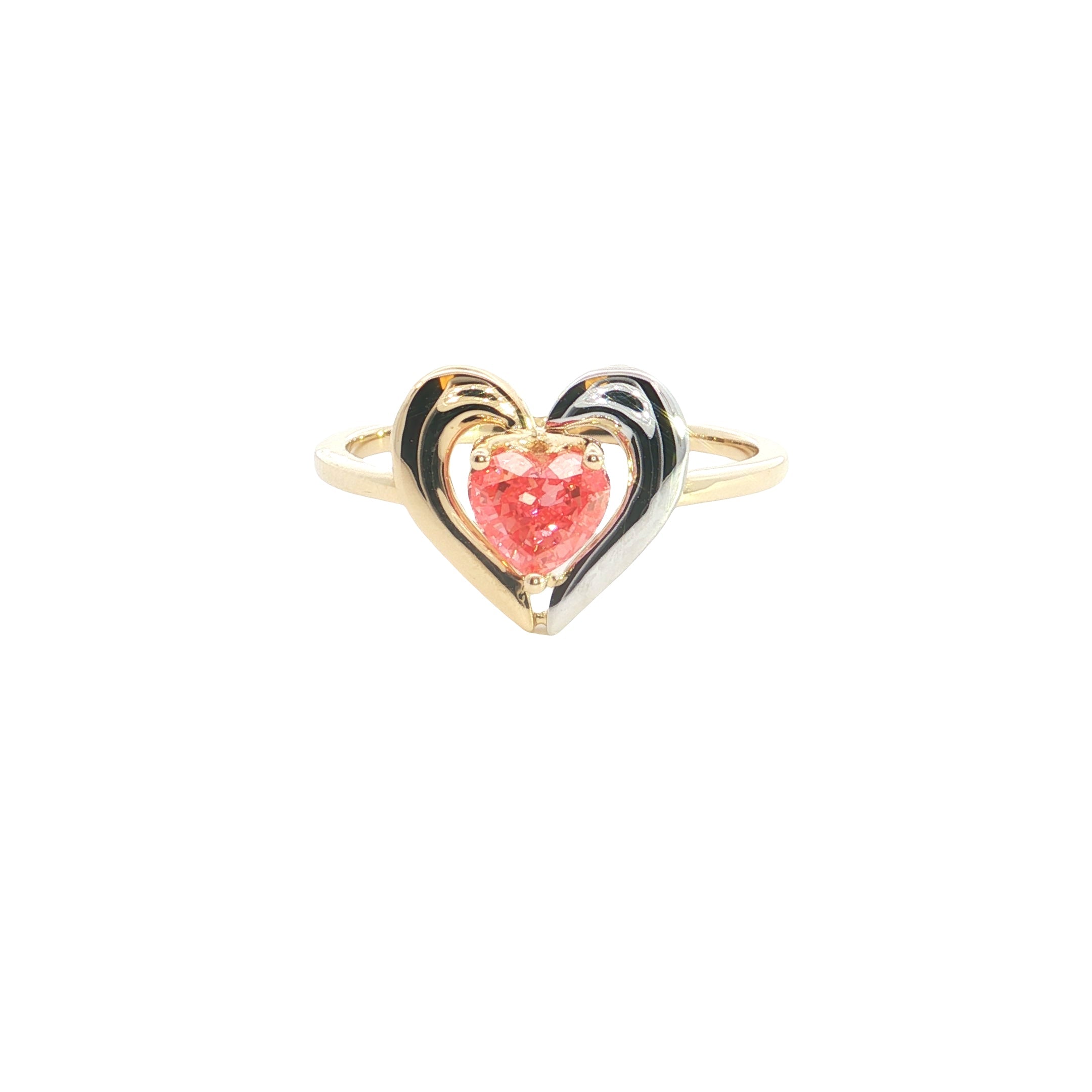 pink color Heart  cut lab grown diamond two tone engagement ring