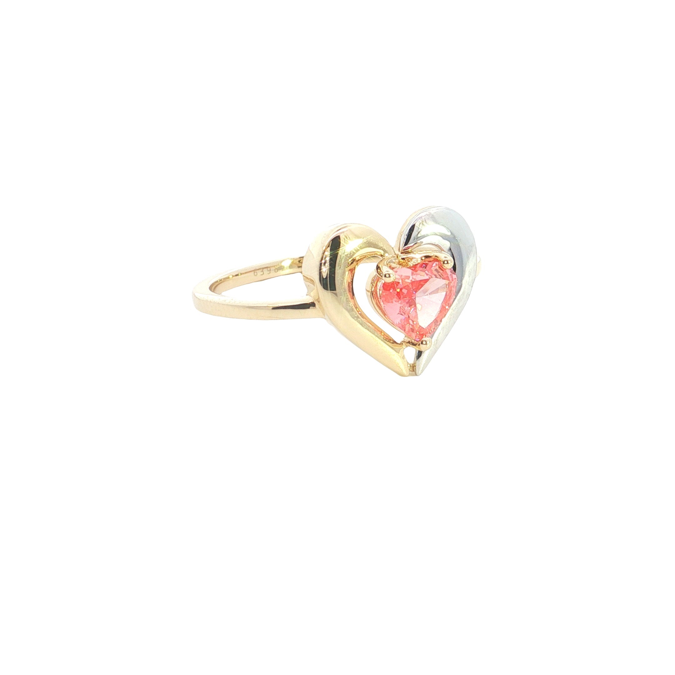 pink color Heart  cut lab grown diamond two tone engagement ring