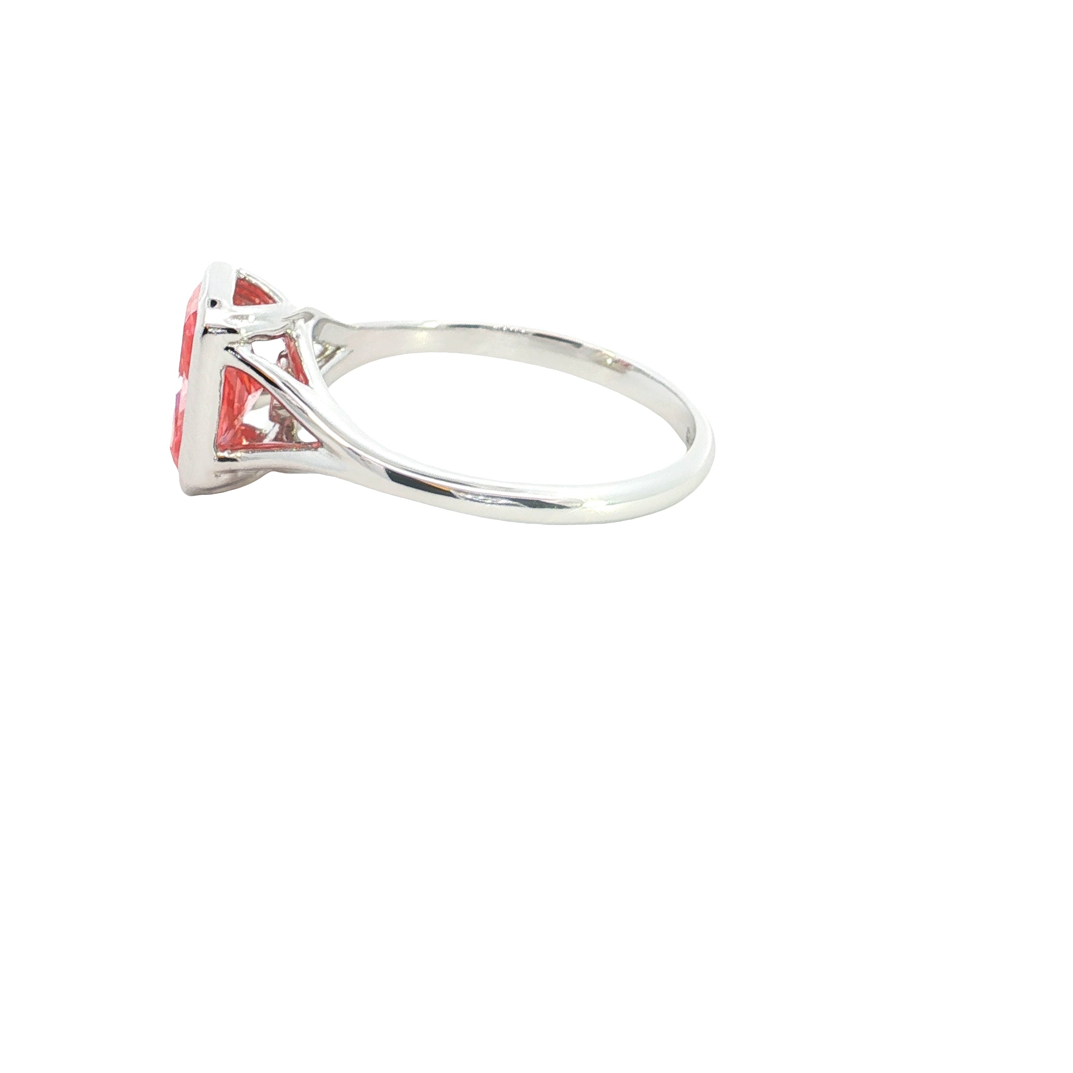 intanse pink Radiant Cut  color Lab grown Diamond Classic Solitaire Engagement Ring
