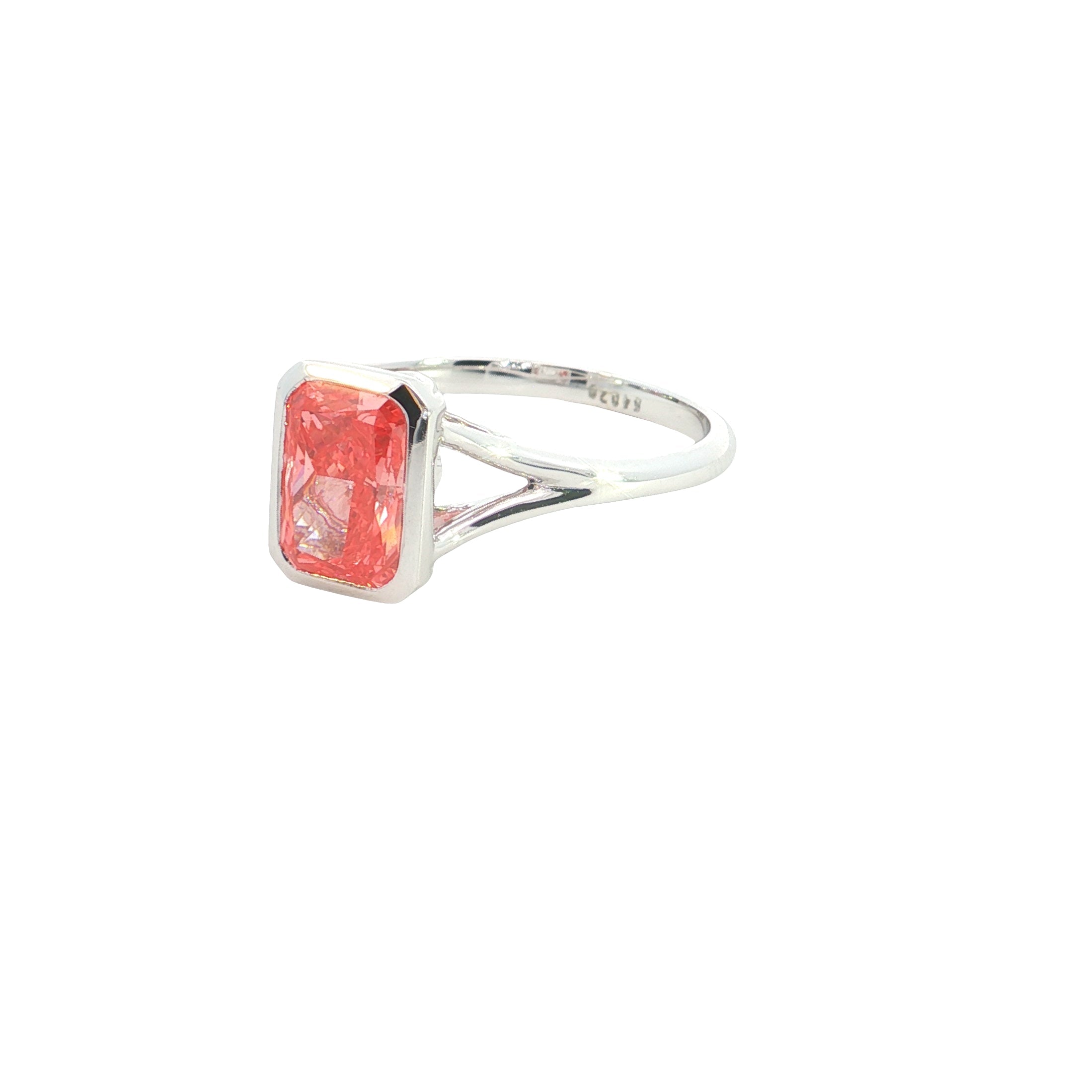 intanse pink Radiant Cut  color Lab grown Diamond Classic Solitaire Engagement Ring