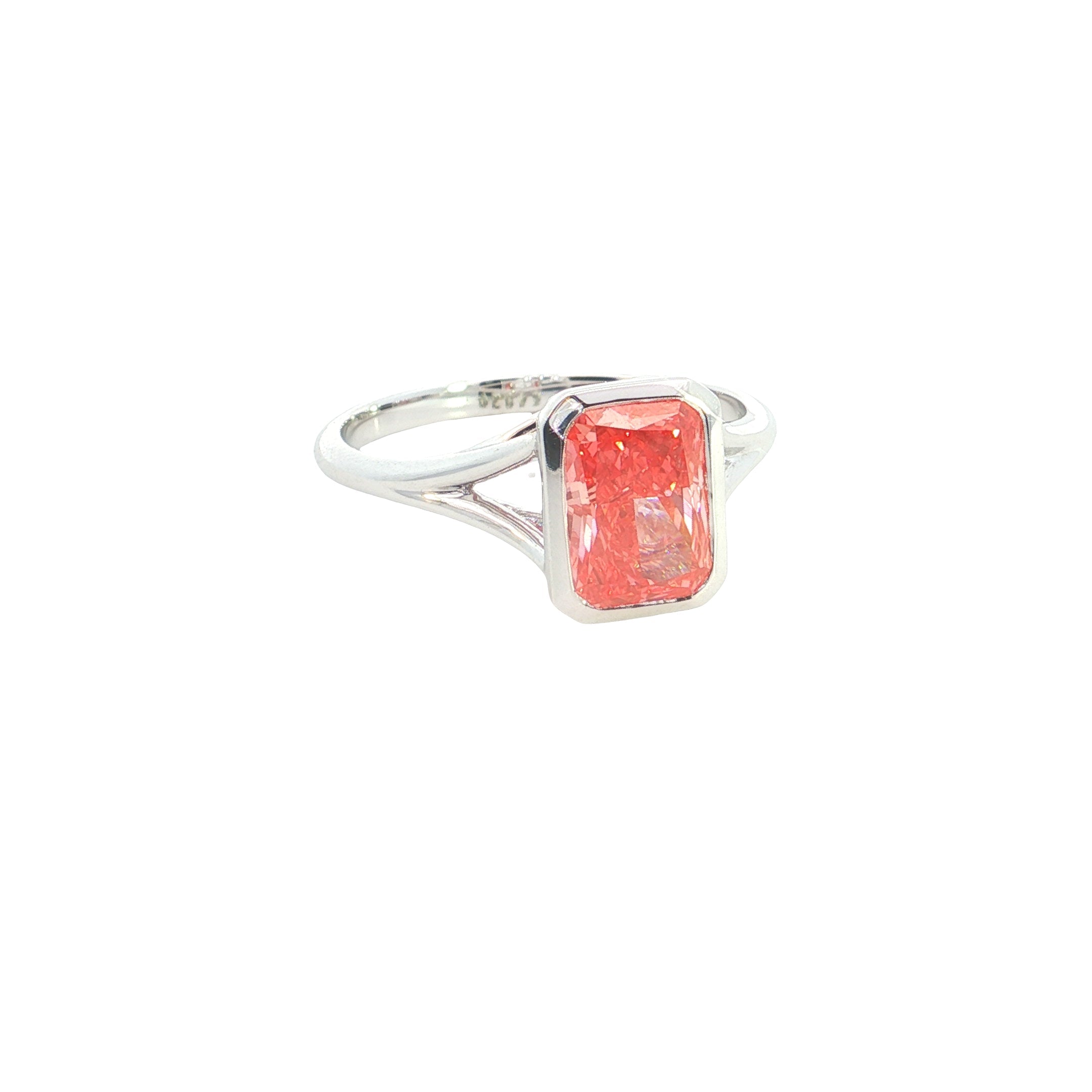 intanse pink Radiant Cut  color Lab grown Diamond Classic Solitaire Engagement Ring