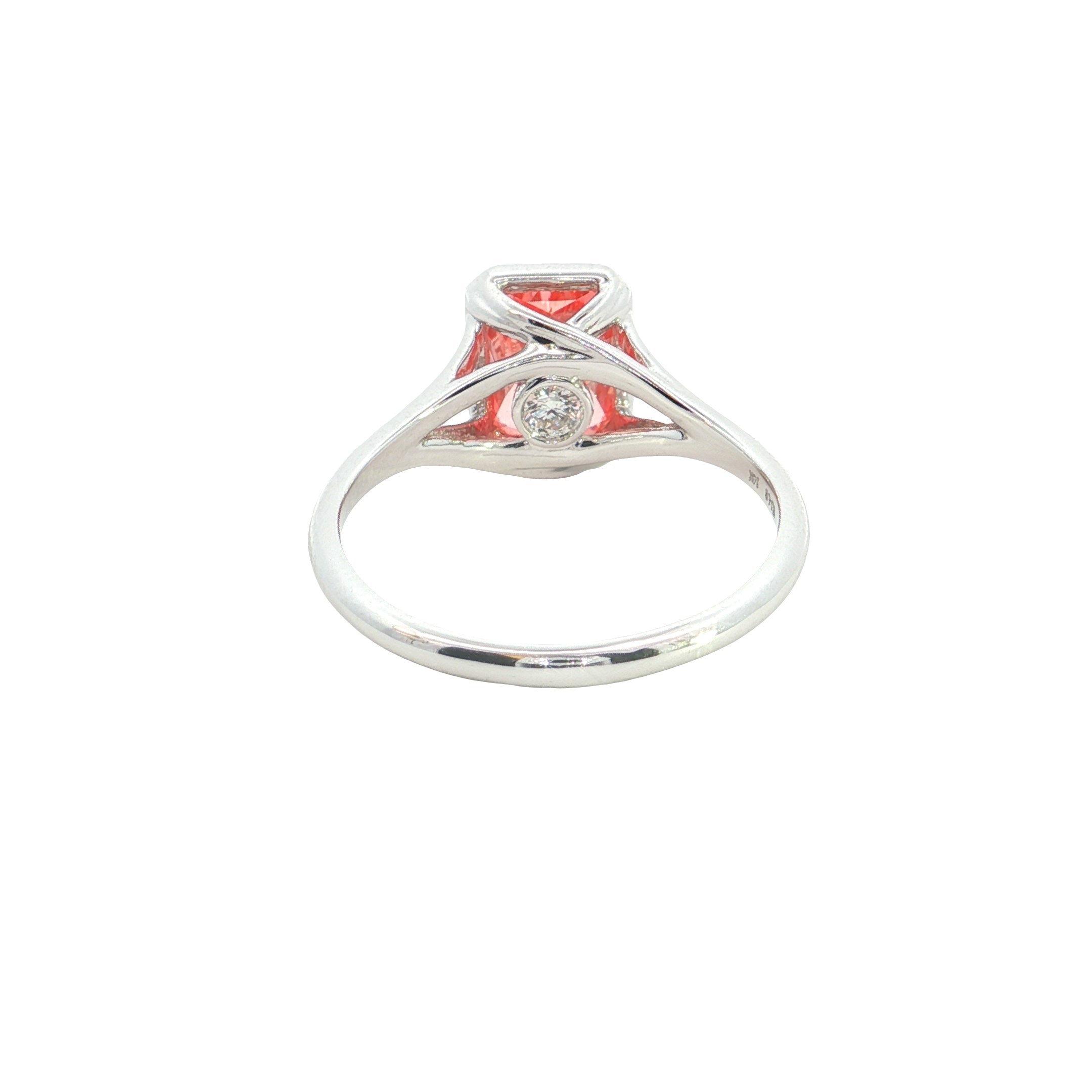 intanse pink Radiant Cut  color Lab grown Diamond Classic Solitaire Engagement Ring