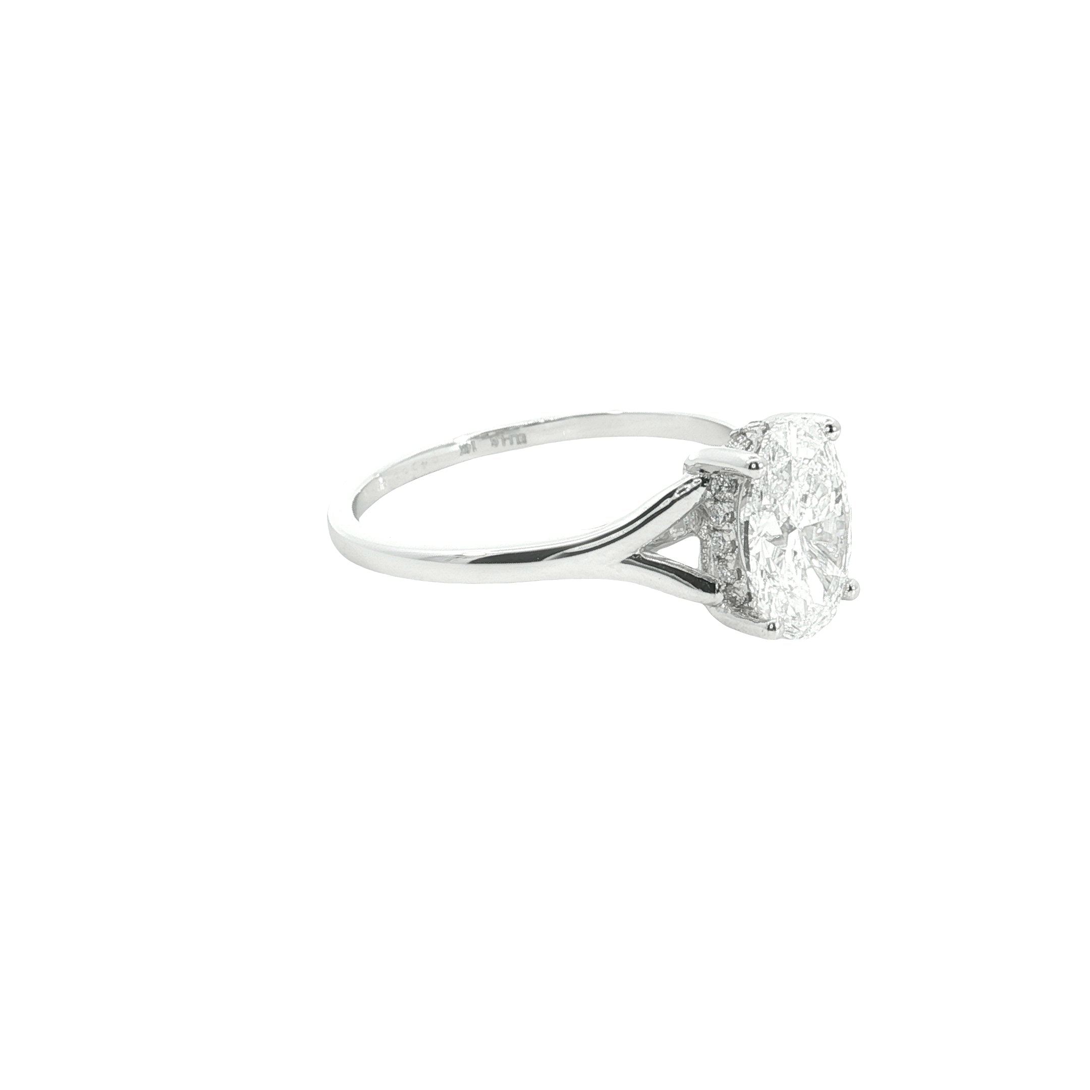 oval cut  Lab grown Diamond with hidden halo Engagement Ring