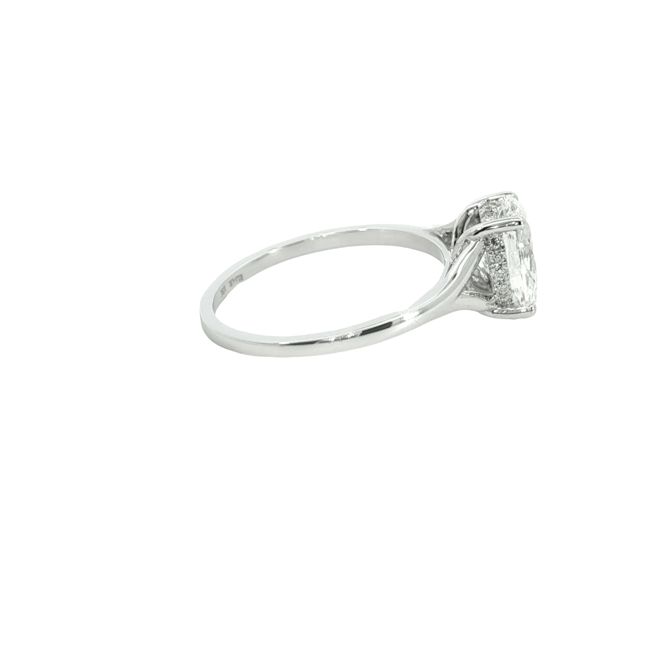 oval cut  Lab grown Diamond with hidden halo Engagement Ring