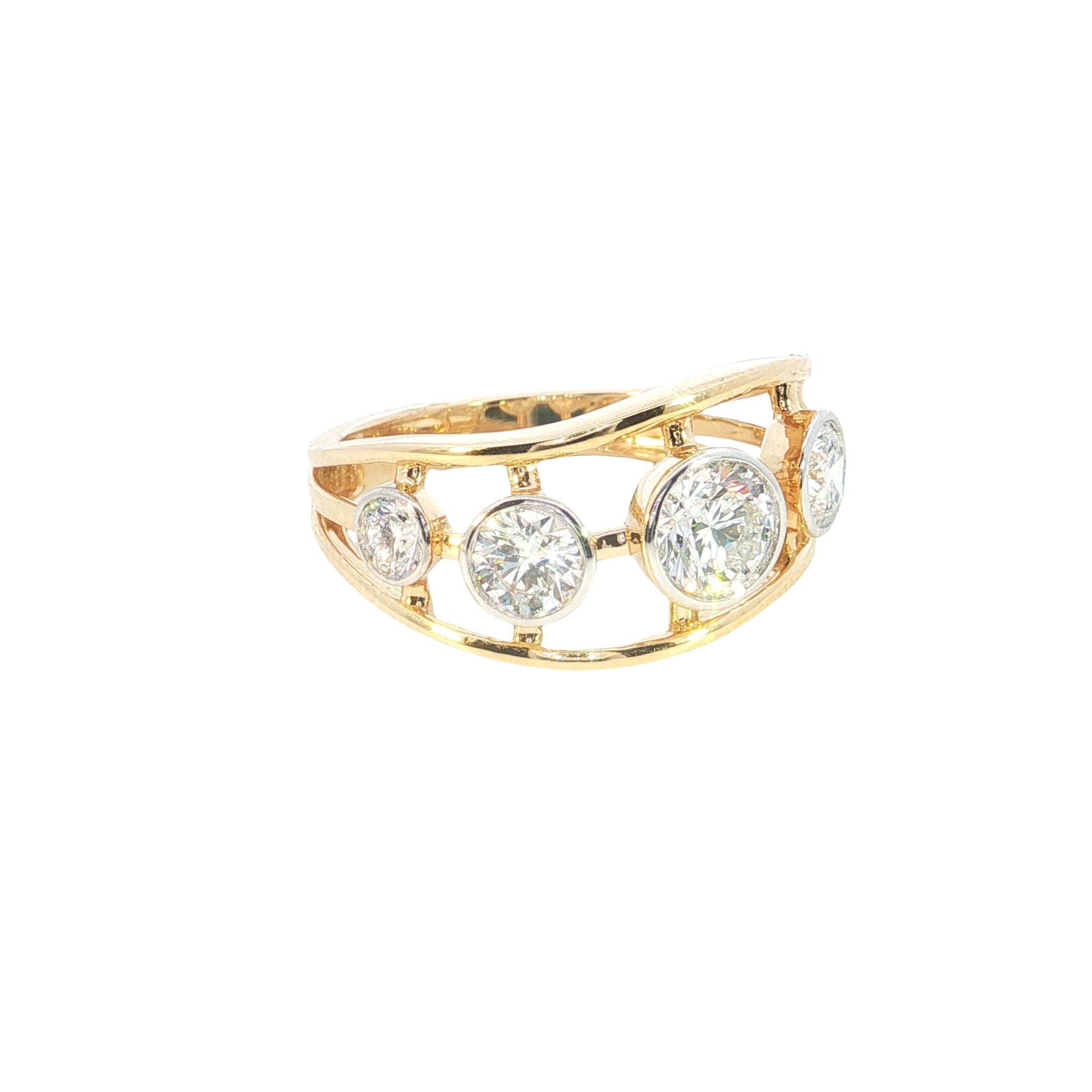 Round Brilliant Cut Lab grown Diamond with Bezel set fashion ring