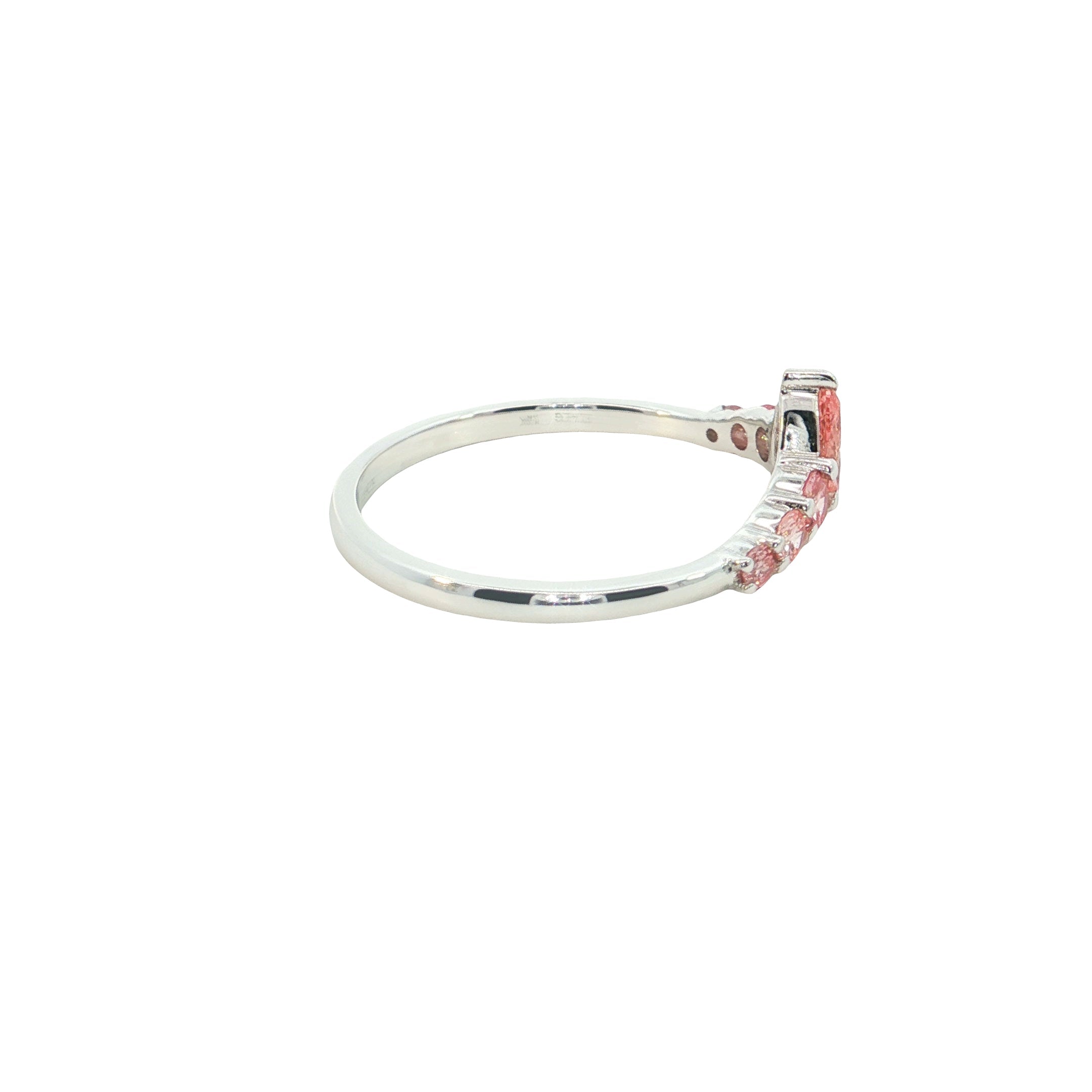 pink color pear with round brilliant Cut Lab grown Diamond stackable ring band