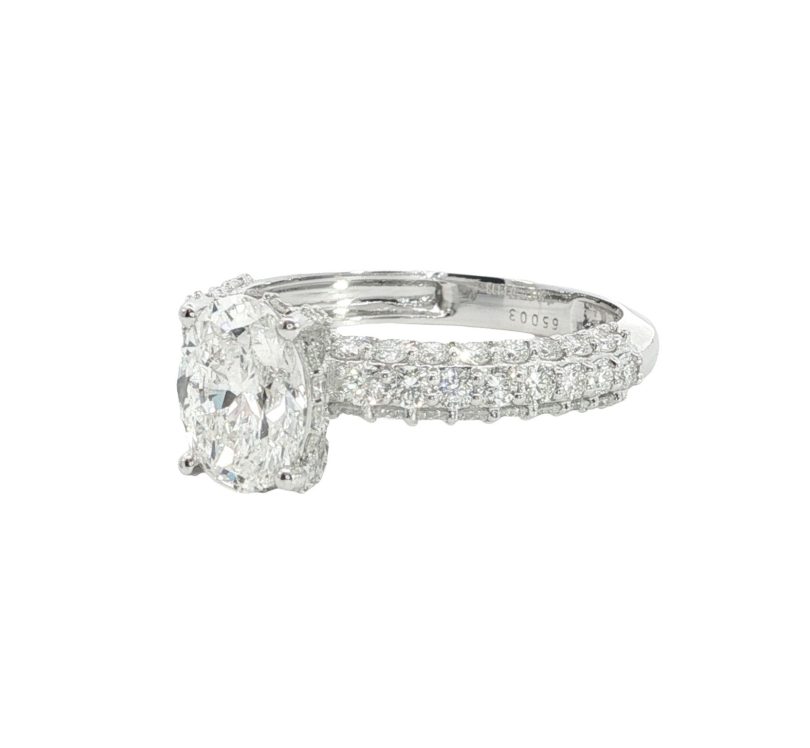 Oval with Round Brilliant Cut Lab grown Diamond with pave setting engagement ring