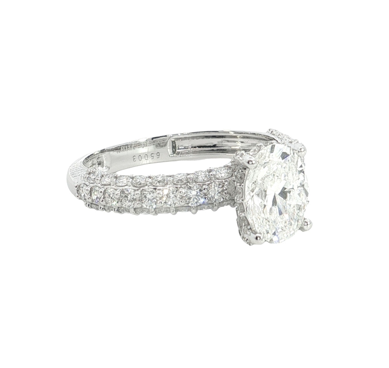 Oval with Round Brilliant Cut Lab grown Diamond with pave setting engagement ring