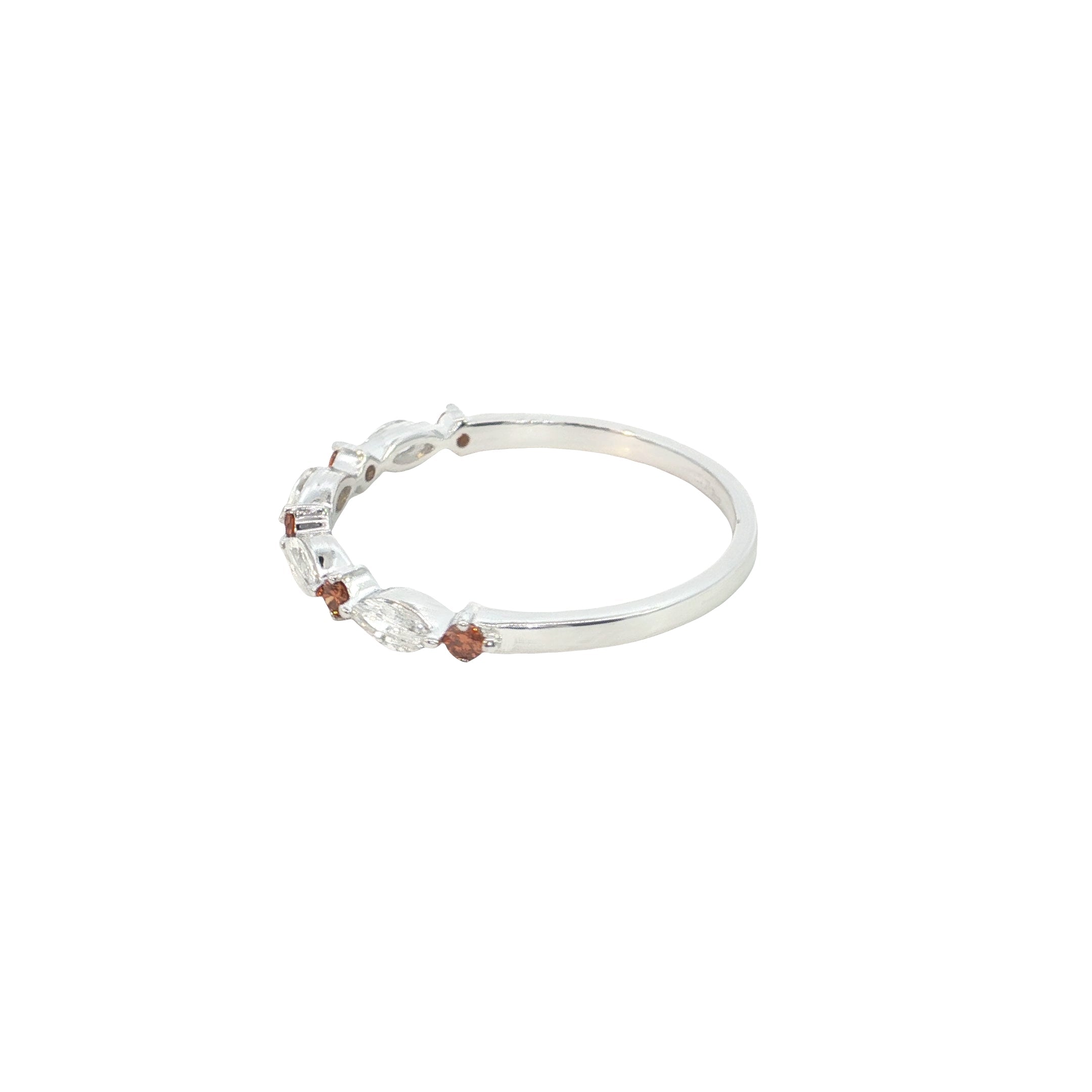 red brilliant cut with white marquise Cut Lab grown Diamond stackable ring band