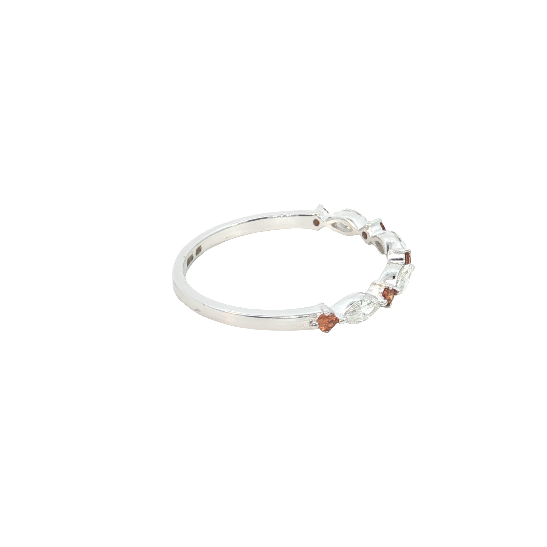 red brilliant cut with white marquise Cut Lab grown Diamond stackable ring band