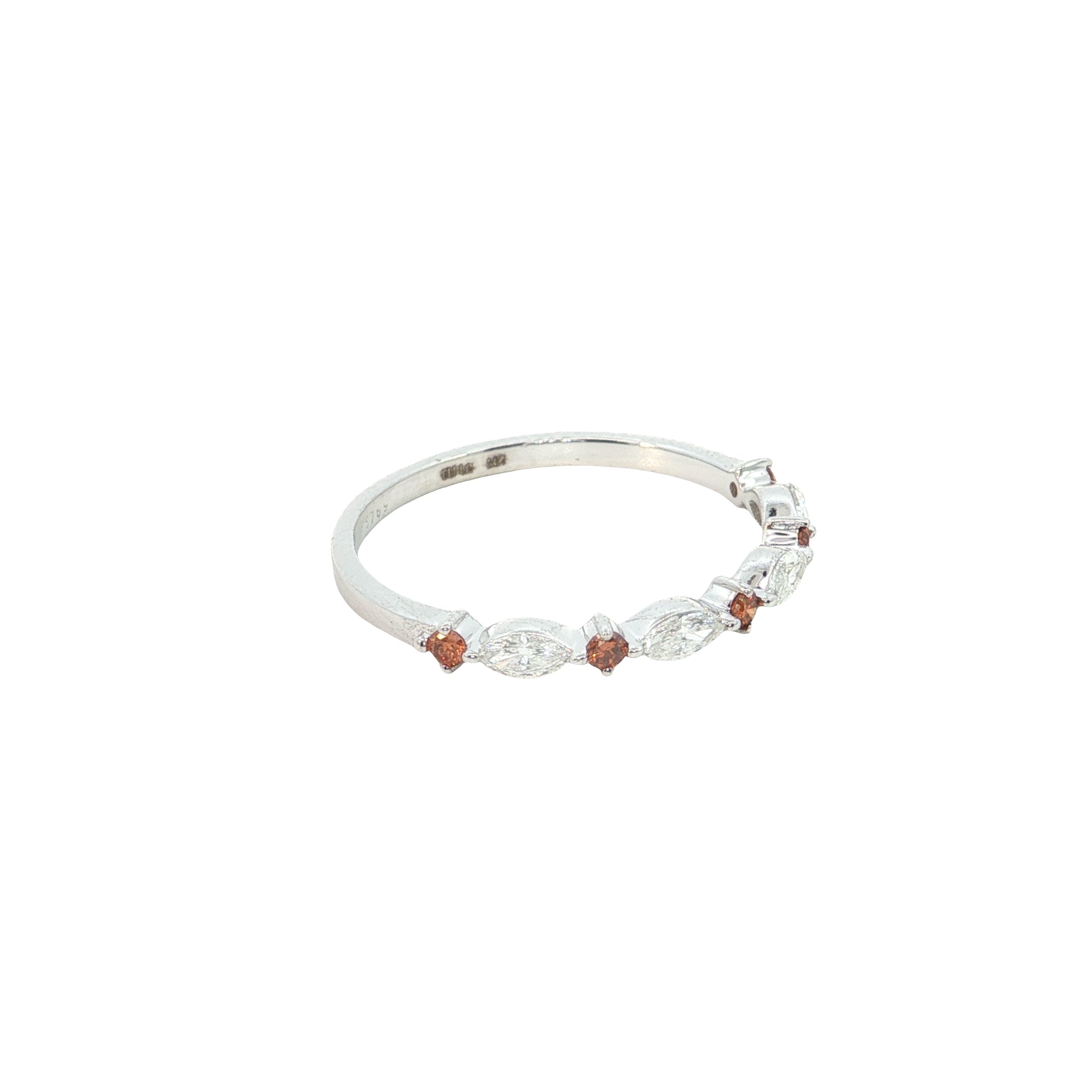 red brilliant cut with white marquise Cut Lab grown Diamond stackable ring band