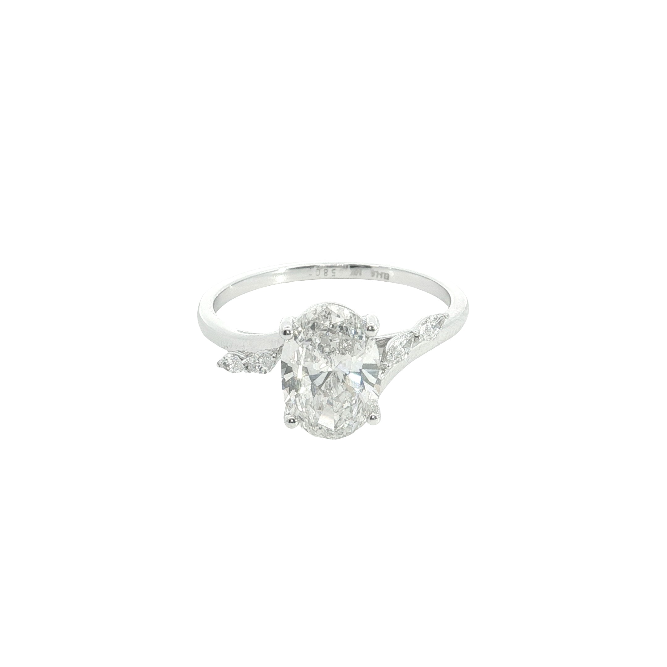 Oval with marquise Cut Lab grown Diamond engagement ring