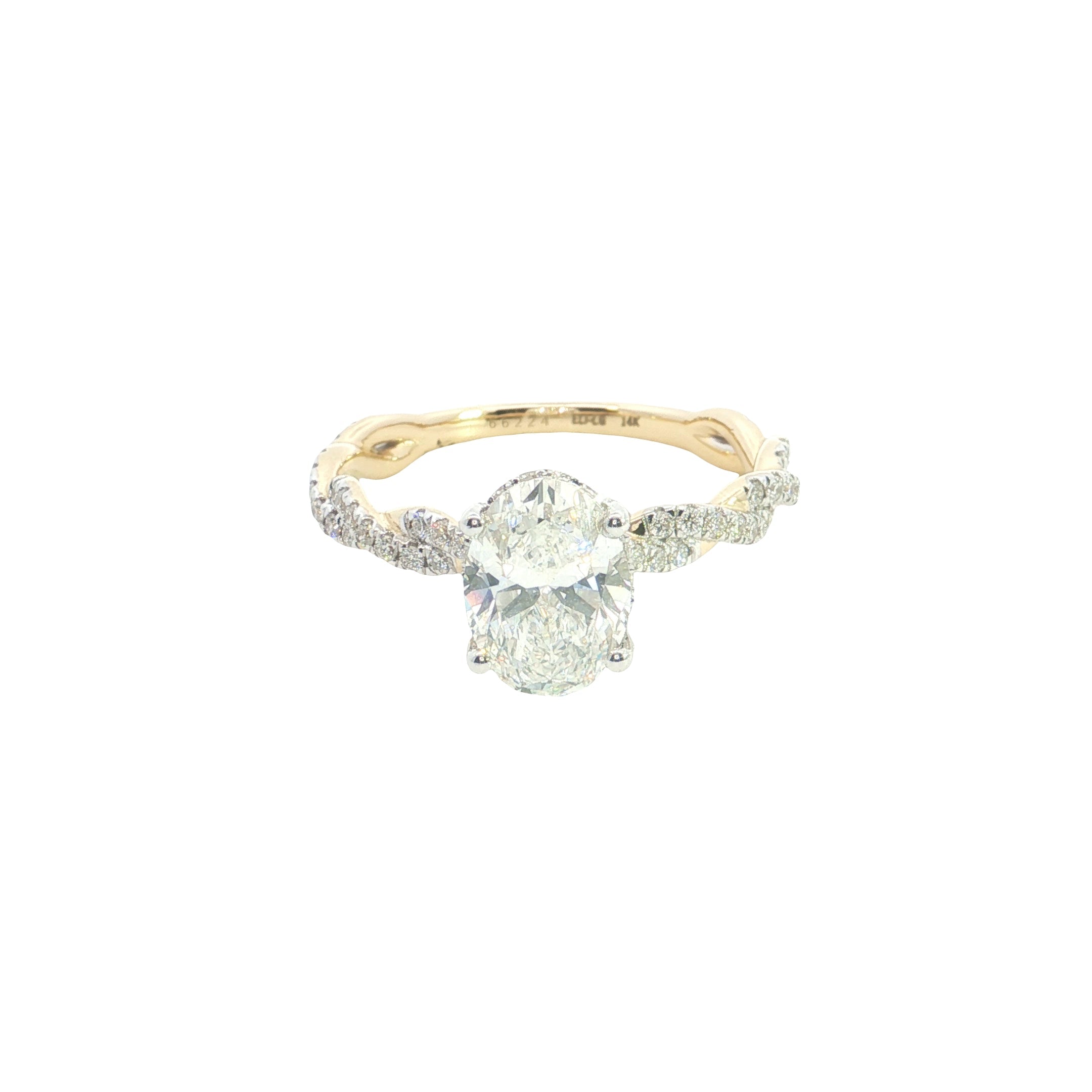 Oval with round brilliant Cut Lab grown Diamond twisted engagement ring