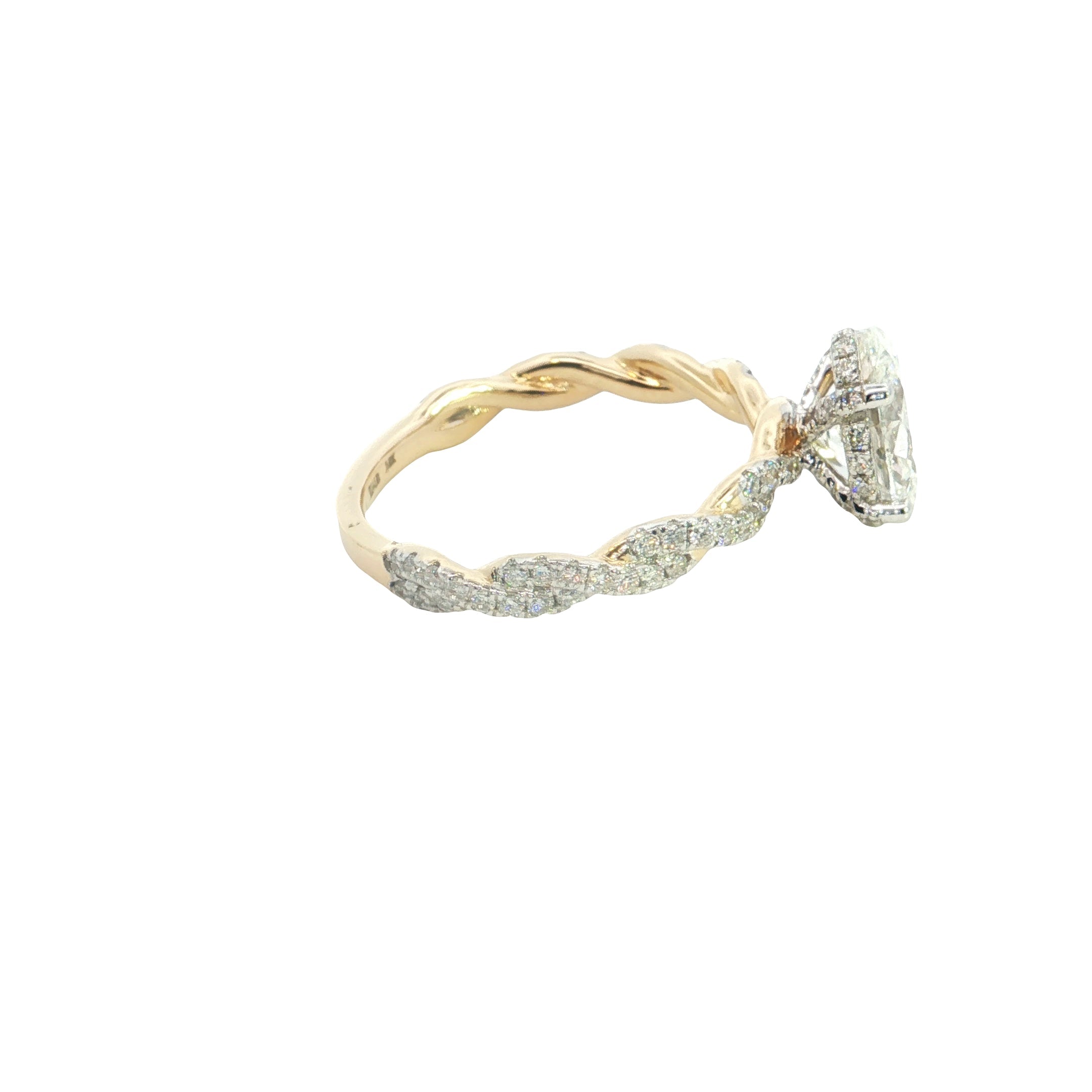 Oval with round brilliant Cut Lab grown Diamond twisted engagement ring