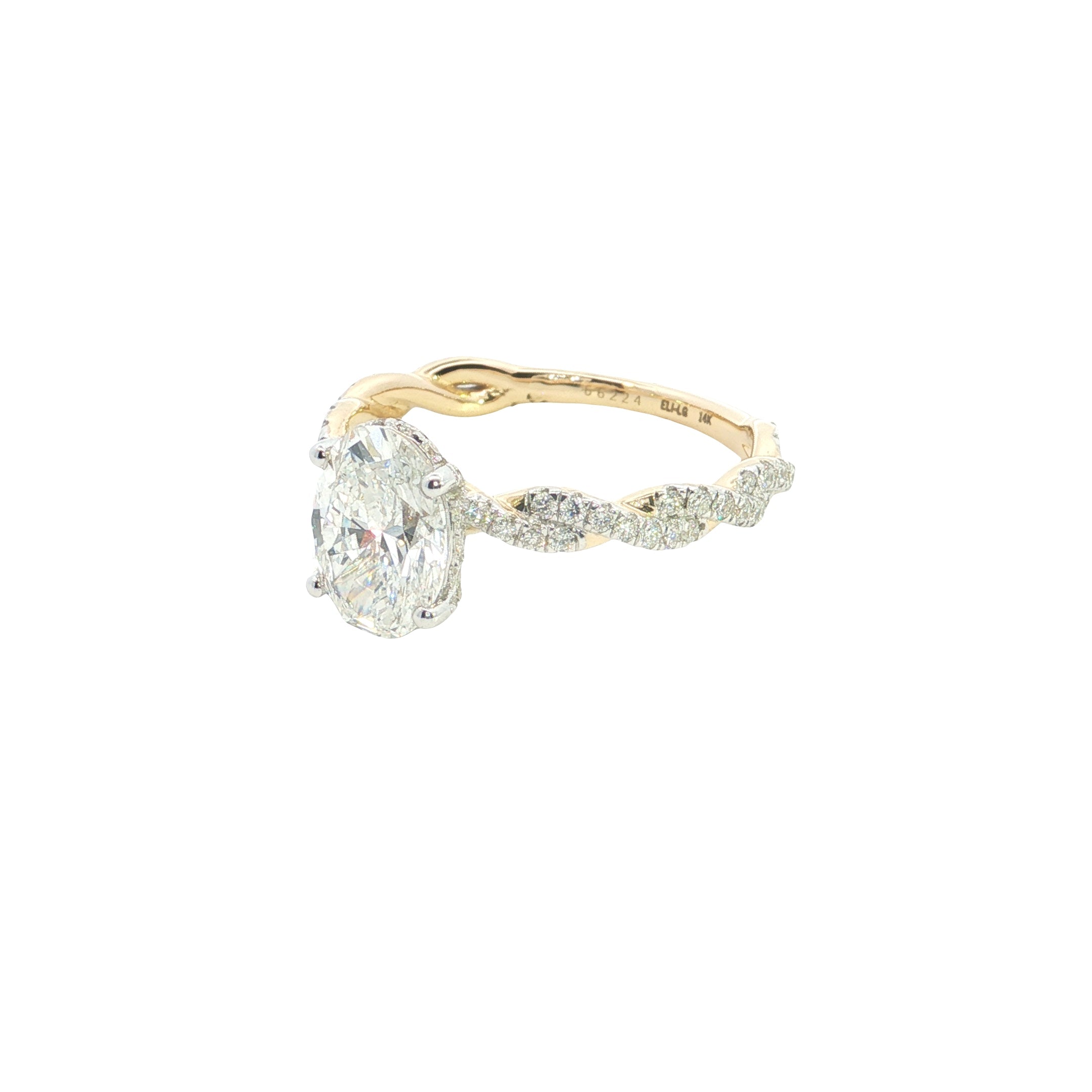 Oval with round brilliant Cut Lab grown Diamond twisted engagement ring
