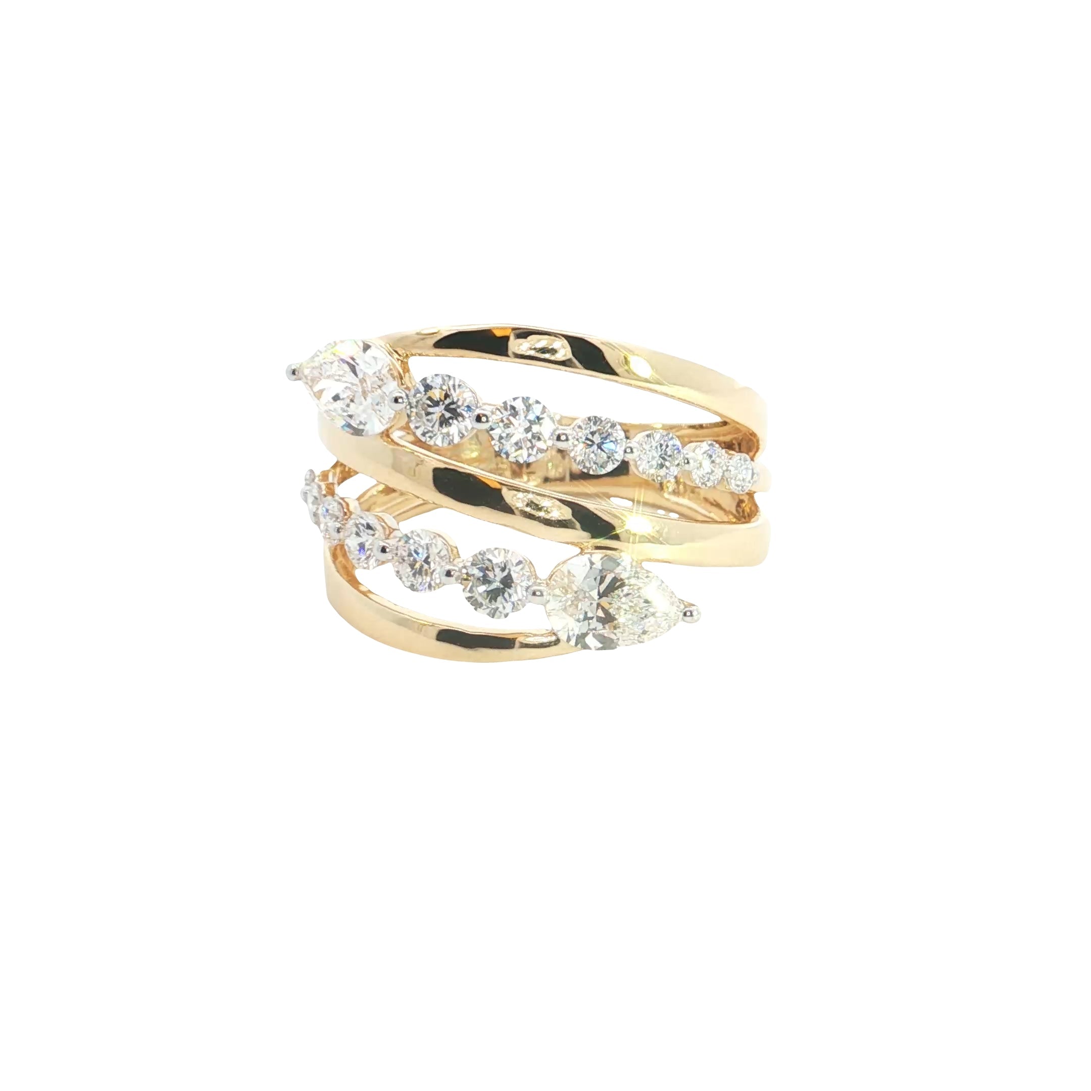 pear and round Brilliant Cut Lab grown Diamond fashion ring