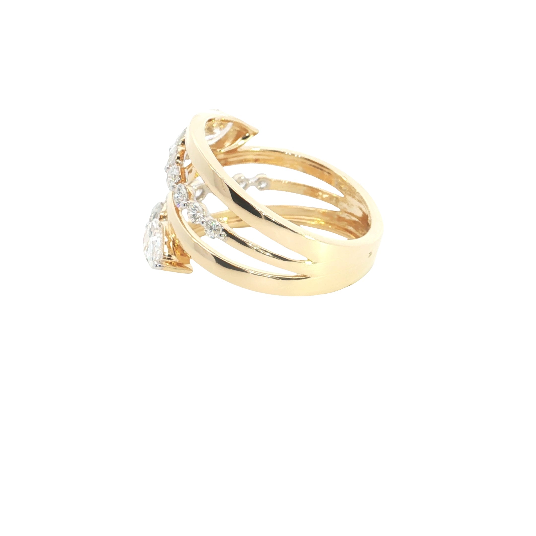 pear and round Brilliant Cut Lab grown Diamond fashion ring