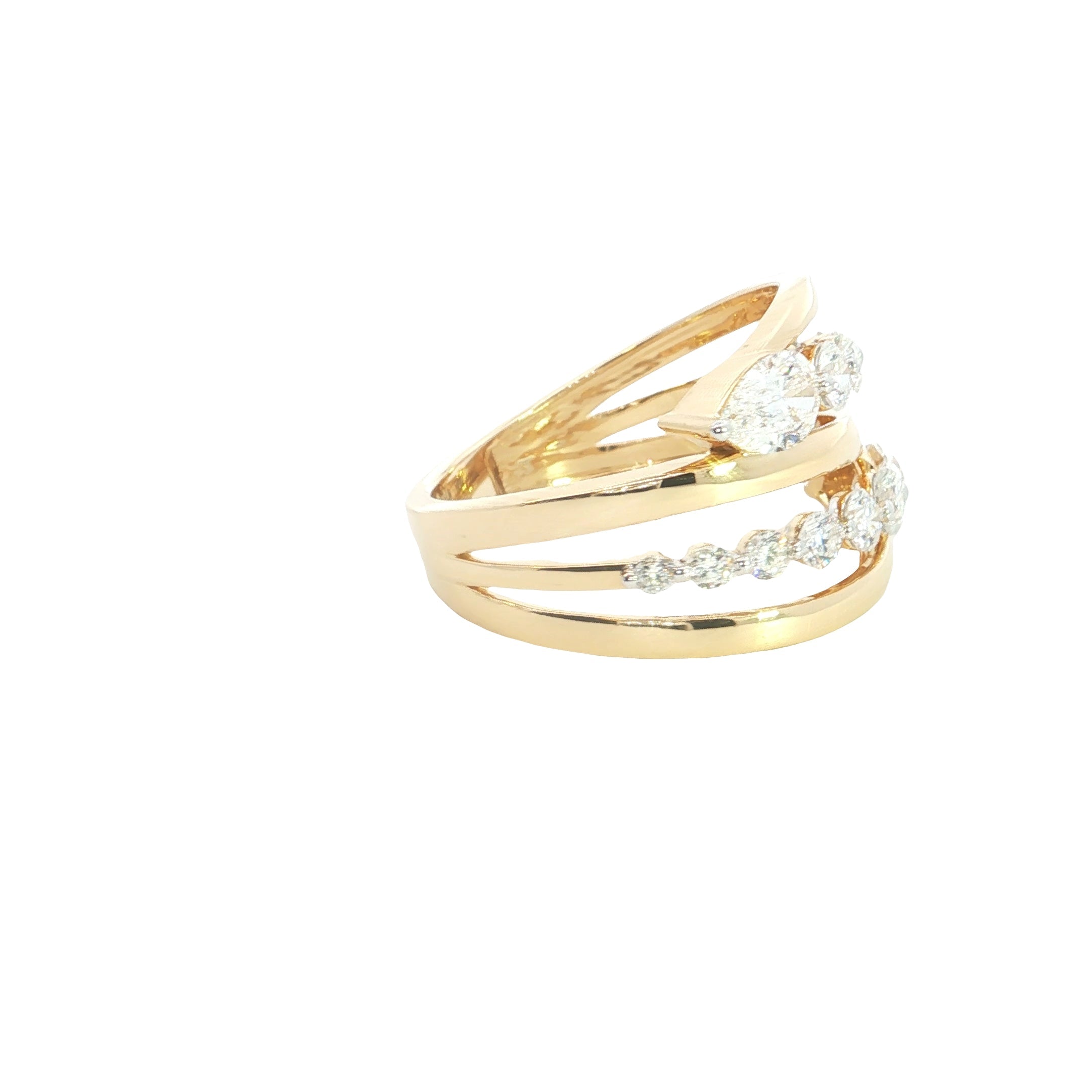 pear and round Brilliant Cut Lab grown Diamond fashion ring