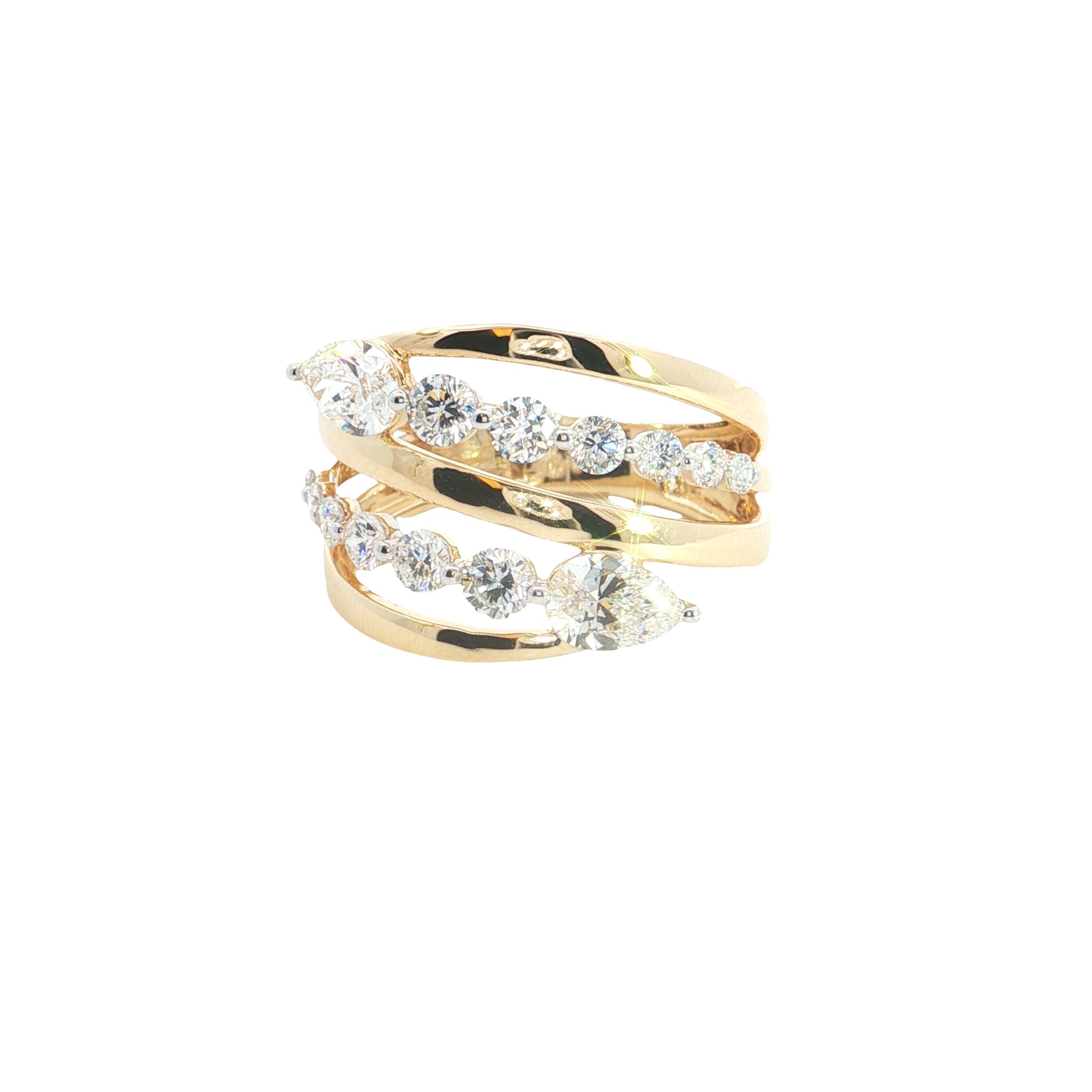 pear and round Brilliant Cut Lab grown Diamond fashion ring