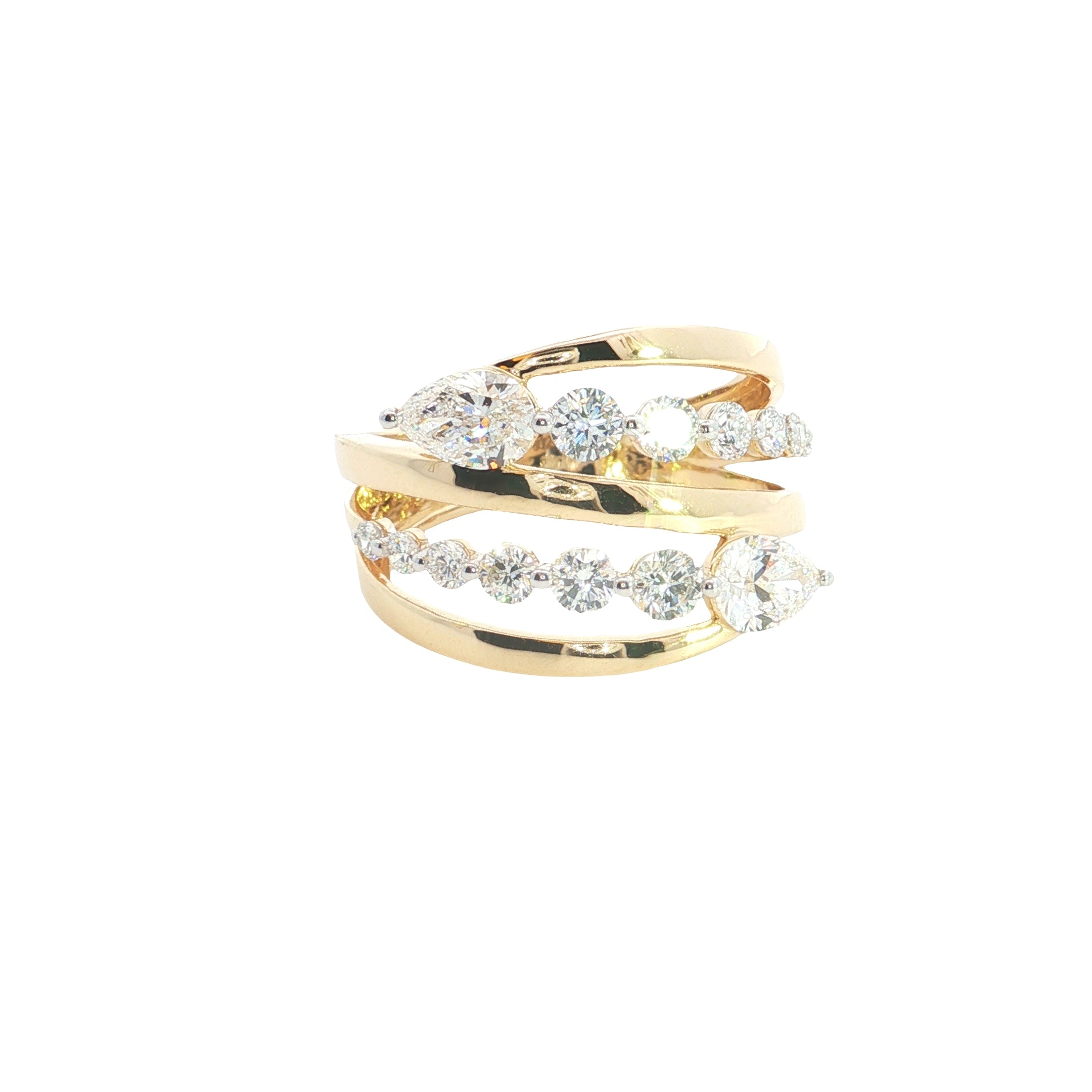 pear and round Brilliant Cut Lab grown Diamond fashion ring