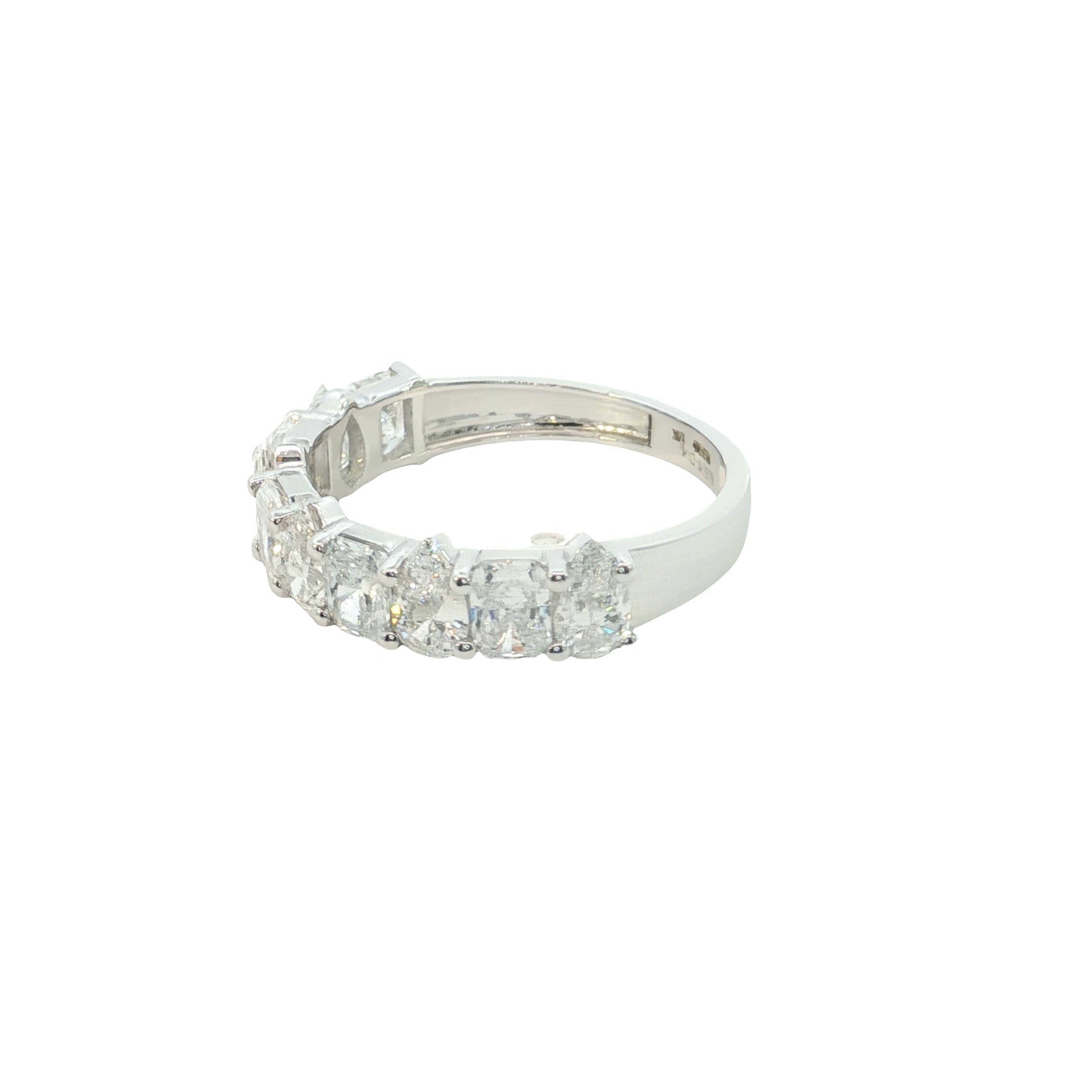 radiant and pear cut lab diamond ring half eternity ring