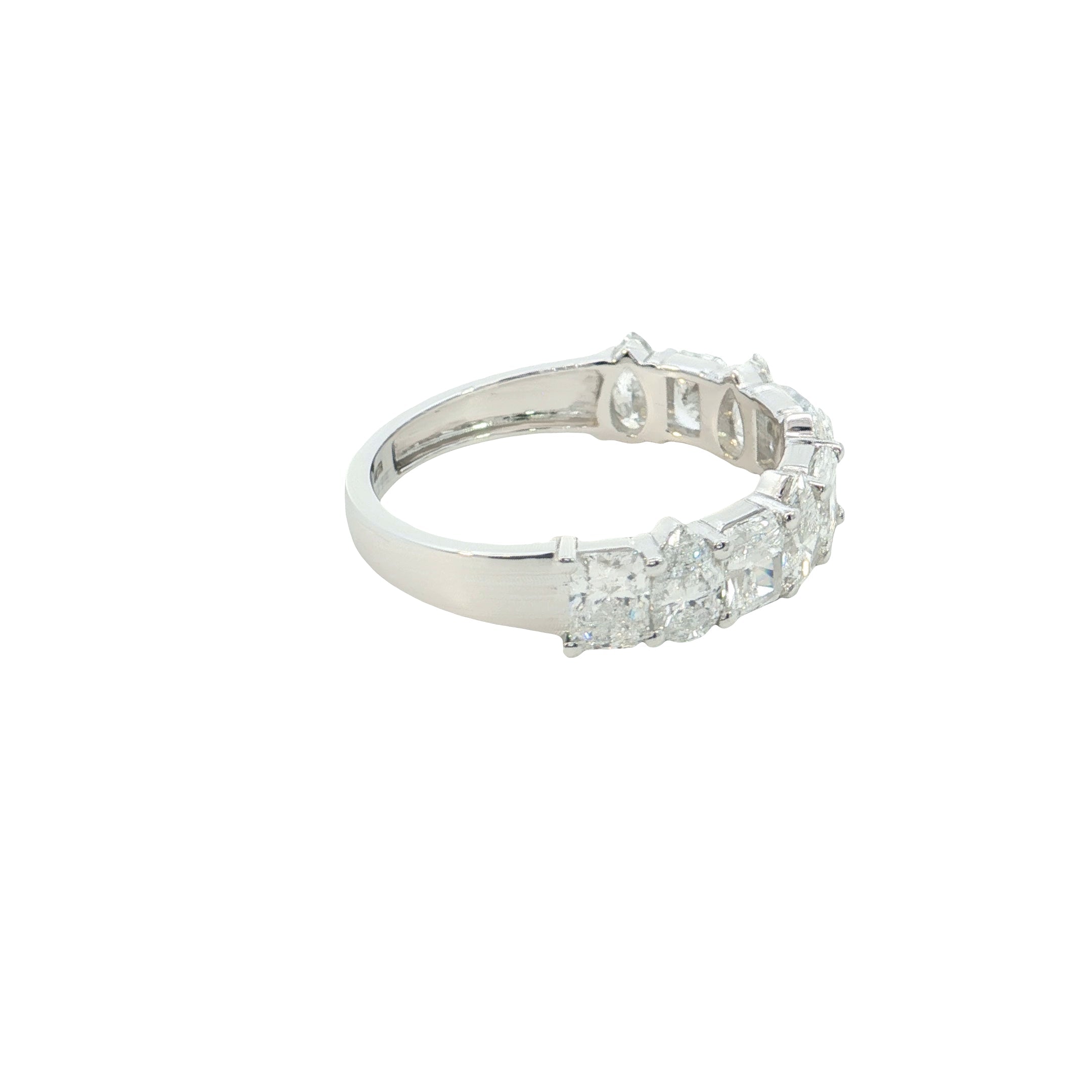 radiant and pear cut lab diamond ring half eternity ring
