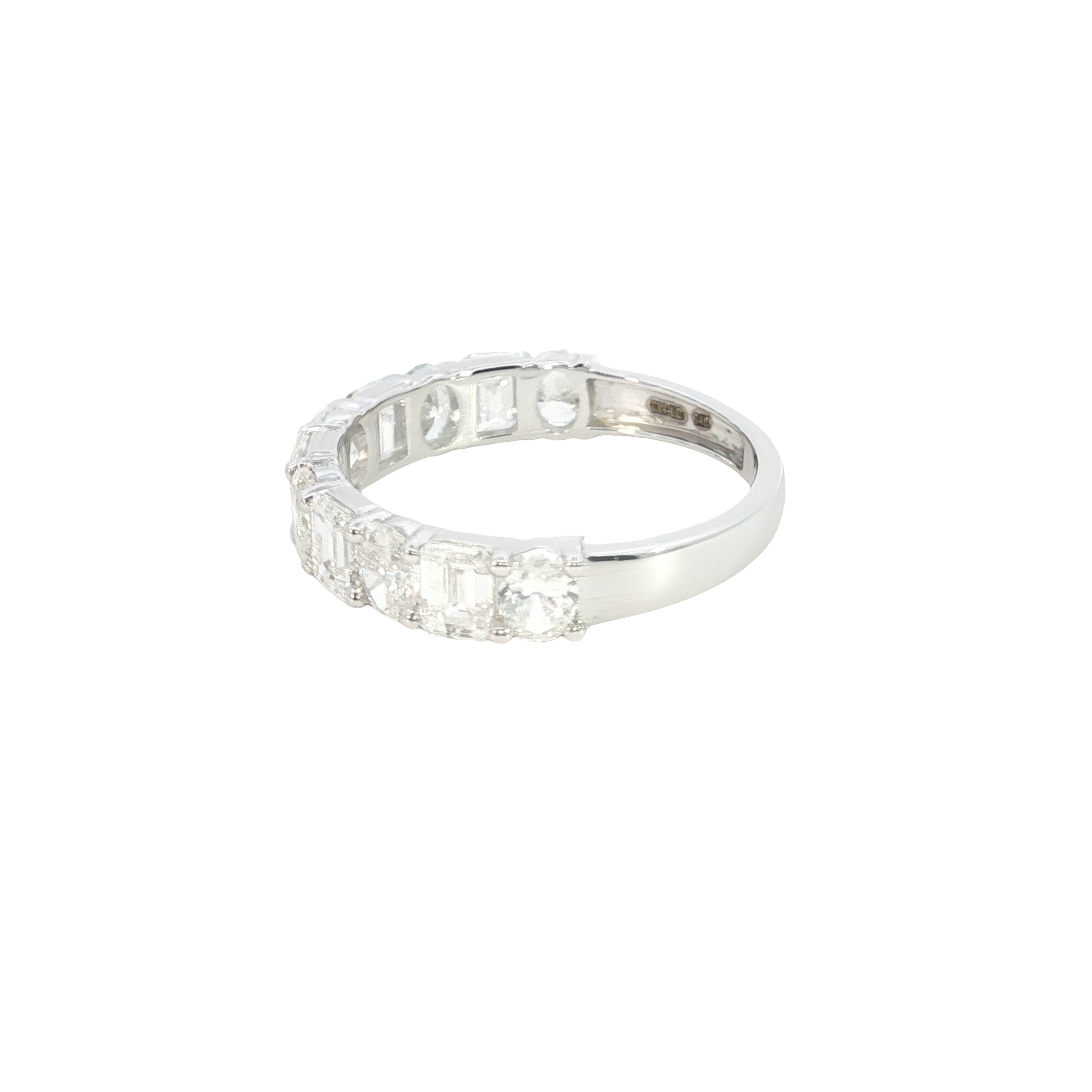 radiant and oval cut lab diamond ring half eternity ring