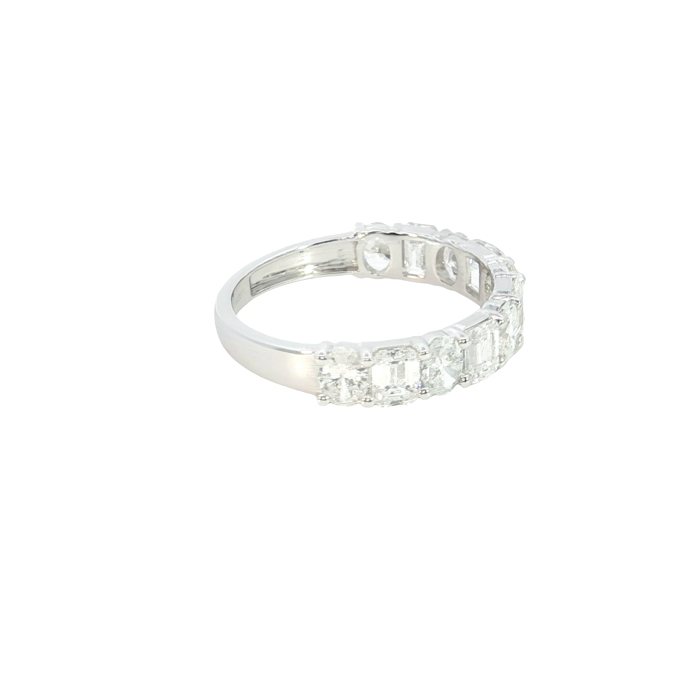 radiant and oval cut lab diamond ring half eternity ring